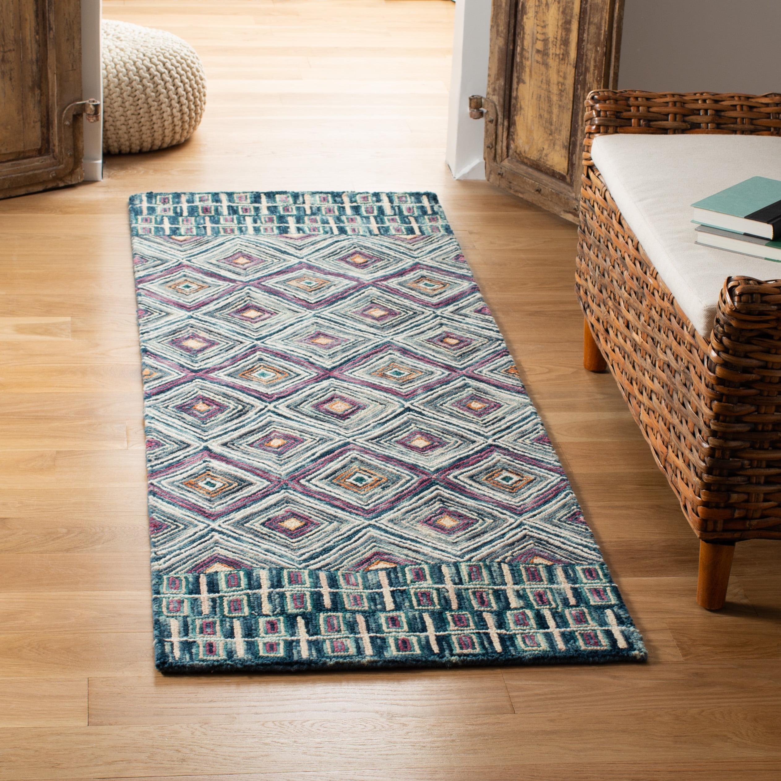 Aspen APN812 Hand Tufted Indoor Runner Rug - Blue/Red - 2'3"x7' - Safavieh