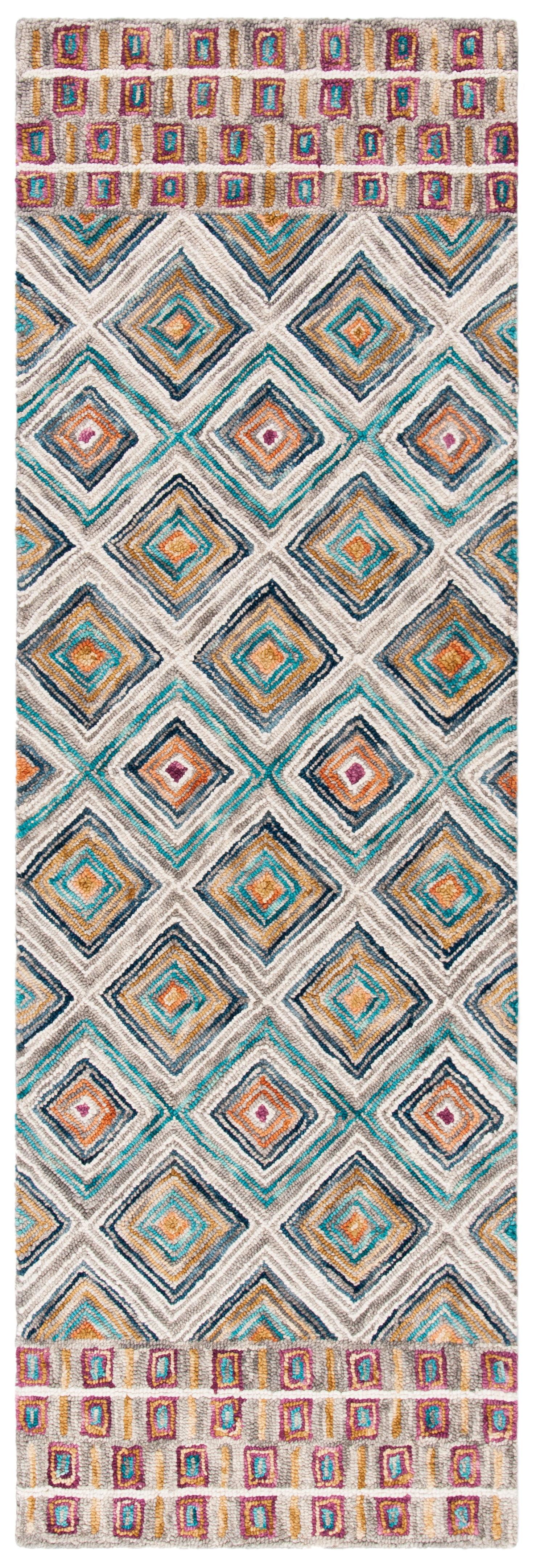 SAFAVIEH Aspen Maurice Geometric Wool Runner Rug, Green/Red, 2'3" x 11'