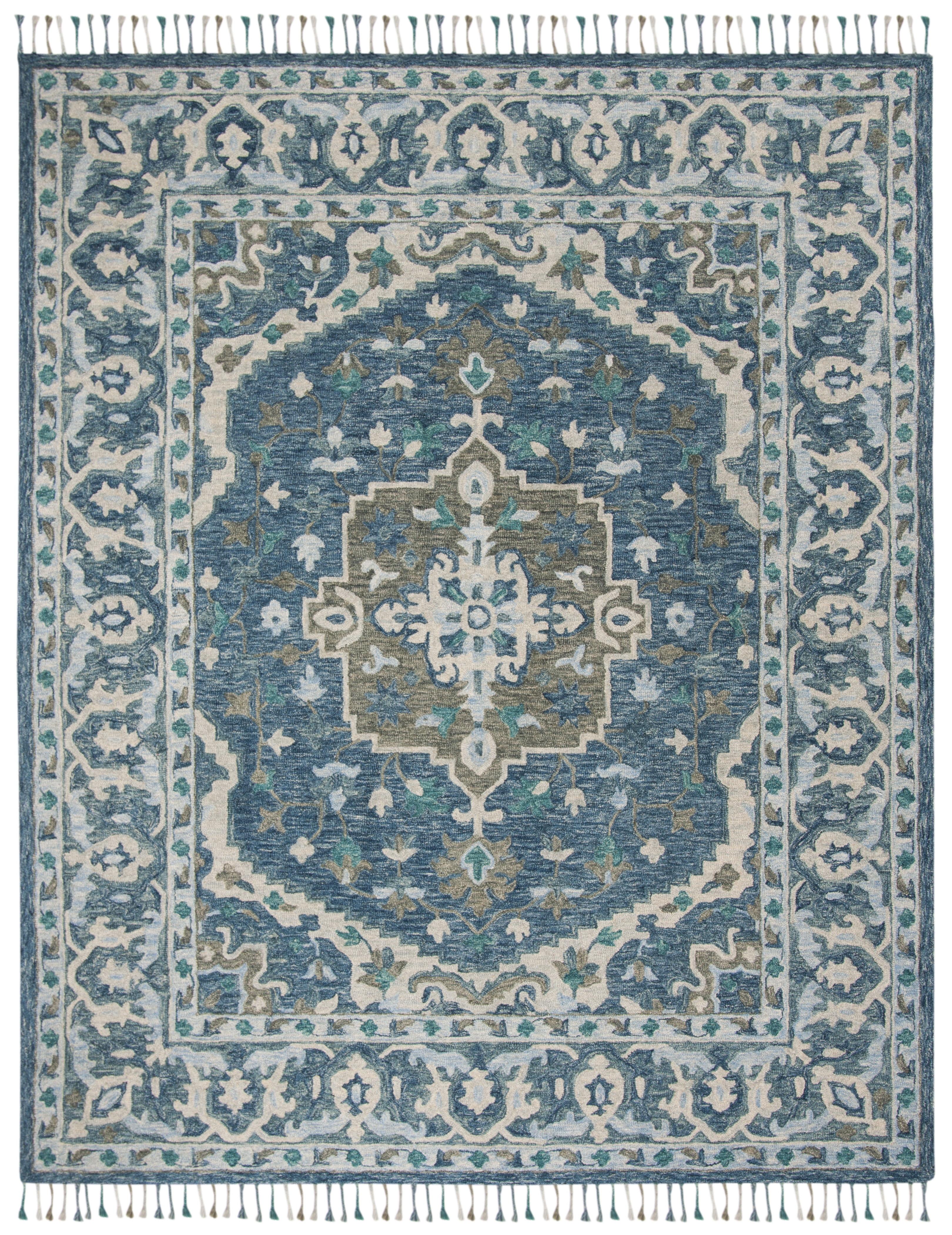 SAFAVIEH Aspen Melvin Southwestern Wool Area Rug, Dark Blue/Grey, 10' x 14'