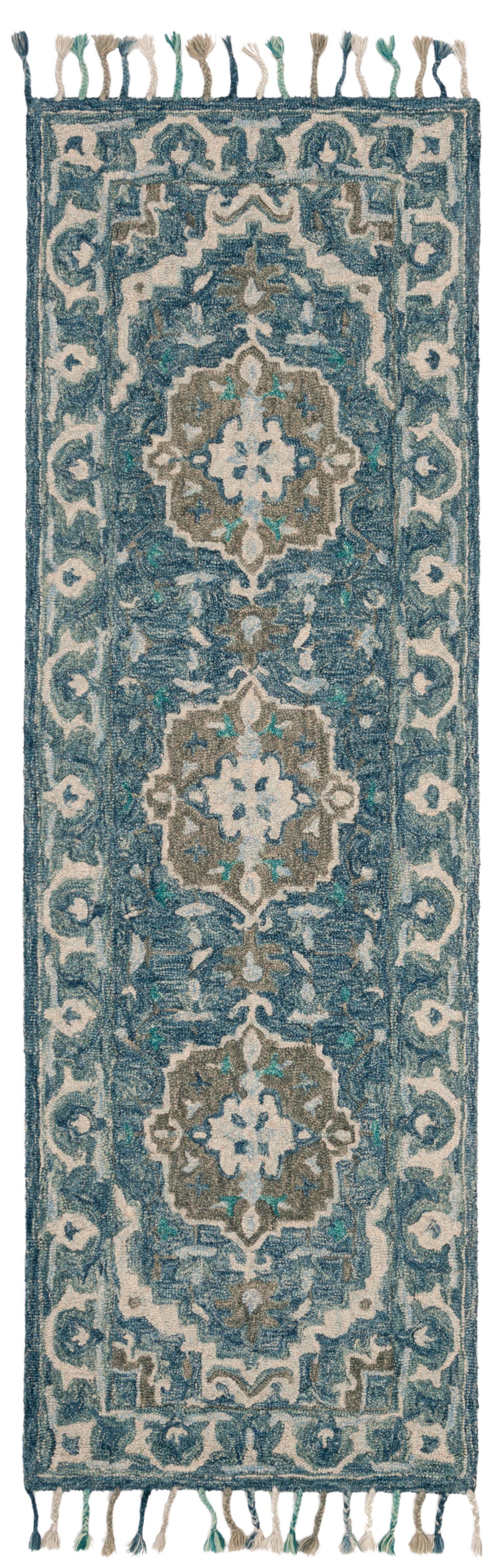 Aspen APN230 Hand Tufted Indoor Runner Rug - Dark Blue/Grey - 2'3"x7' - Safavieh