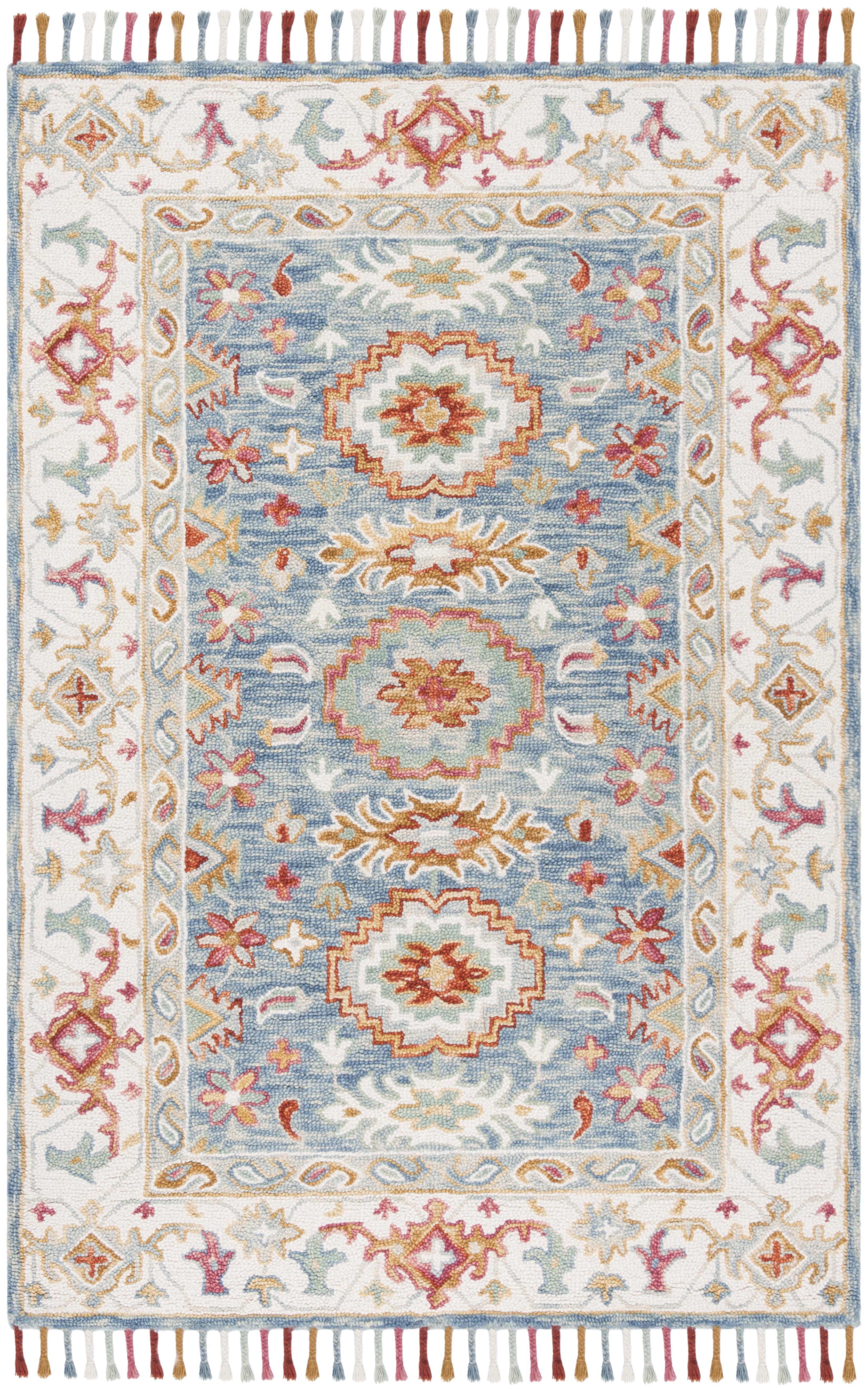Aspen APN117 Hand Tufted Indoor Area Rug - Blue/Ivory - 10'x14' - Safavieh