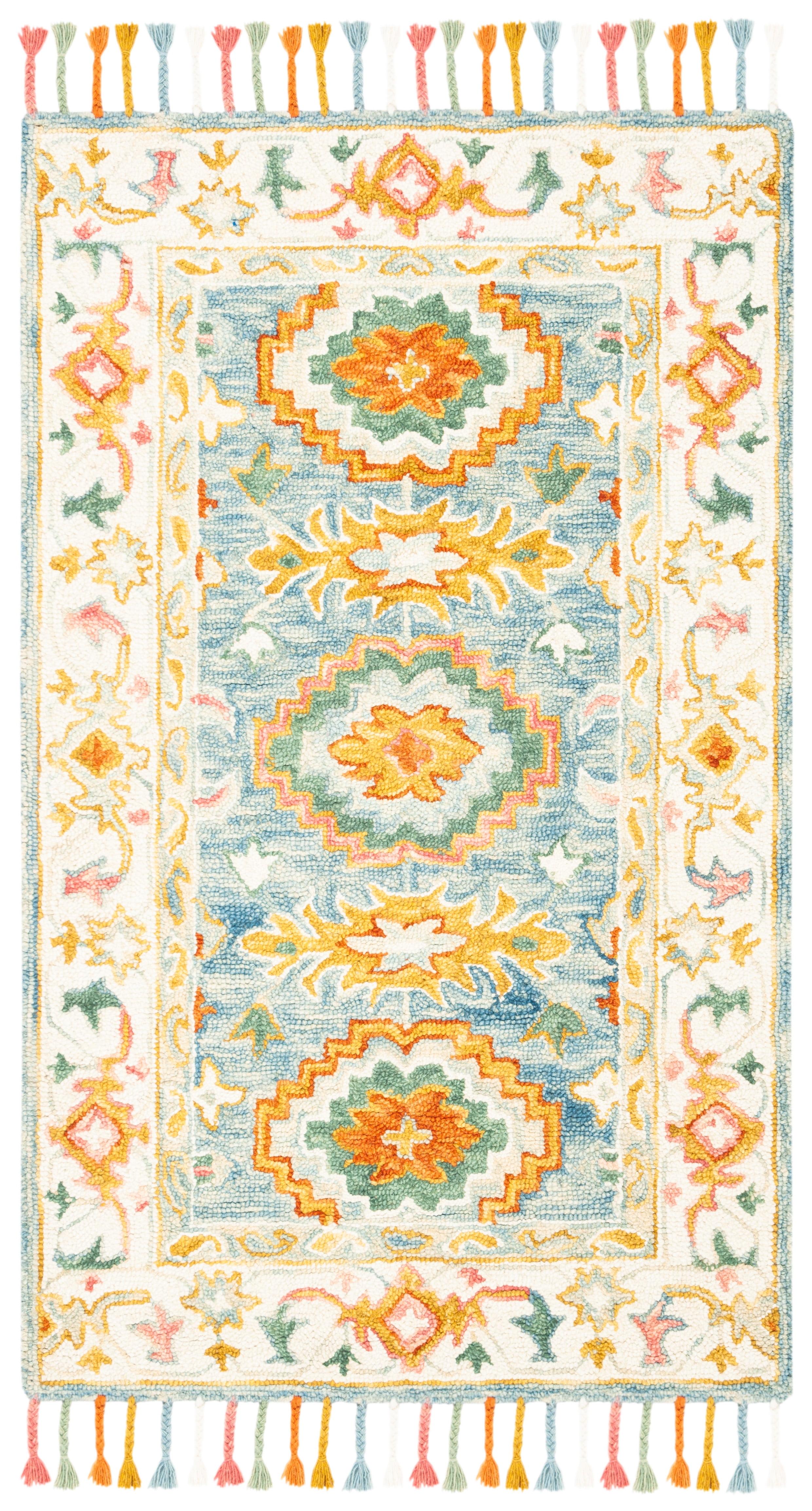 Aspen APN117 Hand Tufted Indoor Accent Rug - Blue/Ivory - 2'3"x5' - Safavieh