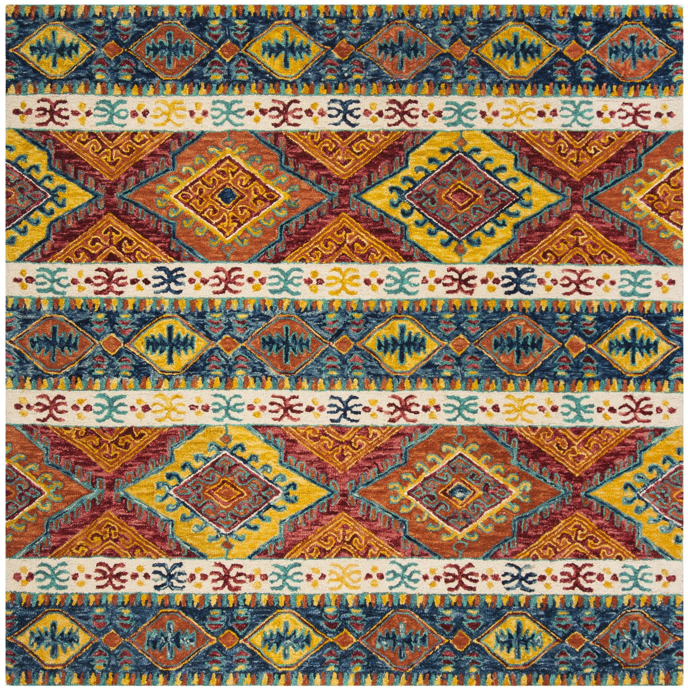 Aspen APN502 Hand Tufted Indoor Accent Rug - Navy/Ivory - 3'x3' - Safavieh