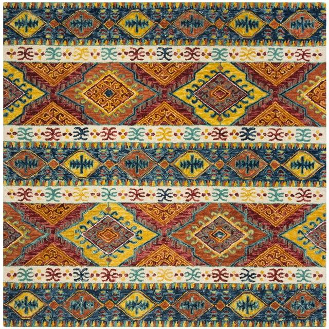 Aspen APN502 Hand Tufted Indoor Area Rug - Navy/Ivory - 5'x5' - Safavieh