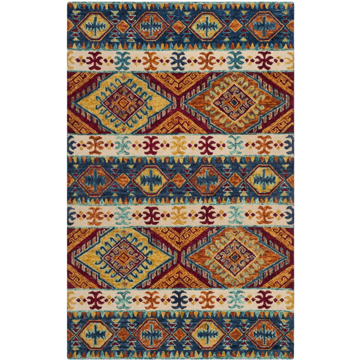 Aspen APN502 Hand Tufted Indoor Area Rug - Navy/Ivory - 5'x8' - Safavieh
