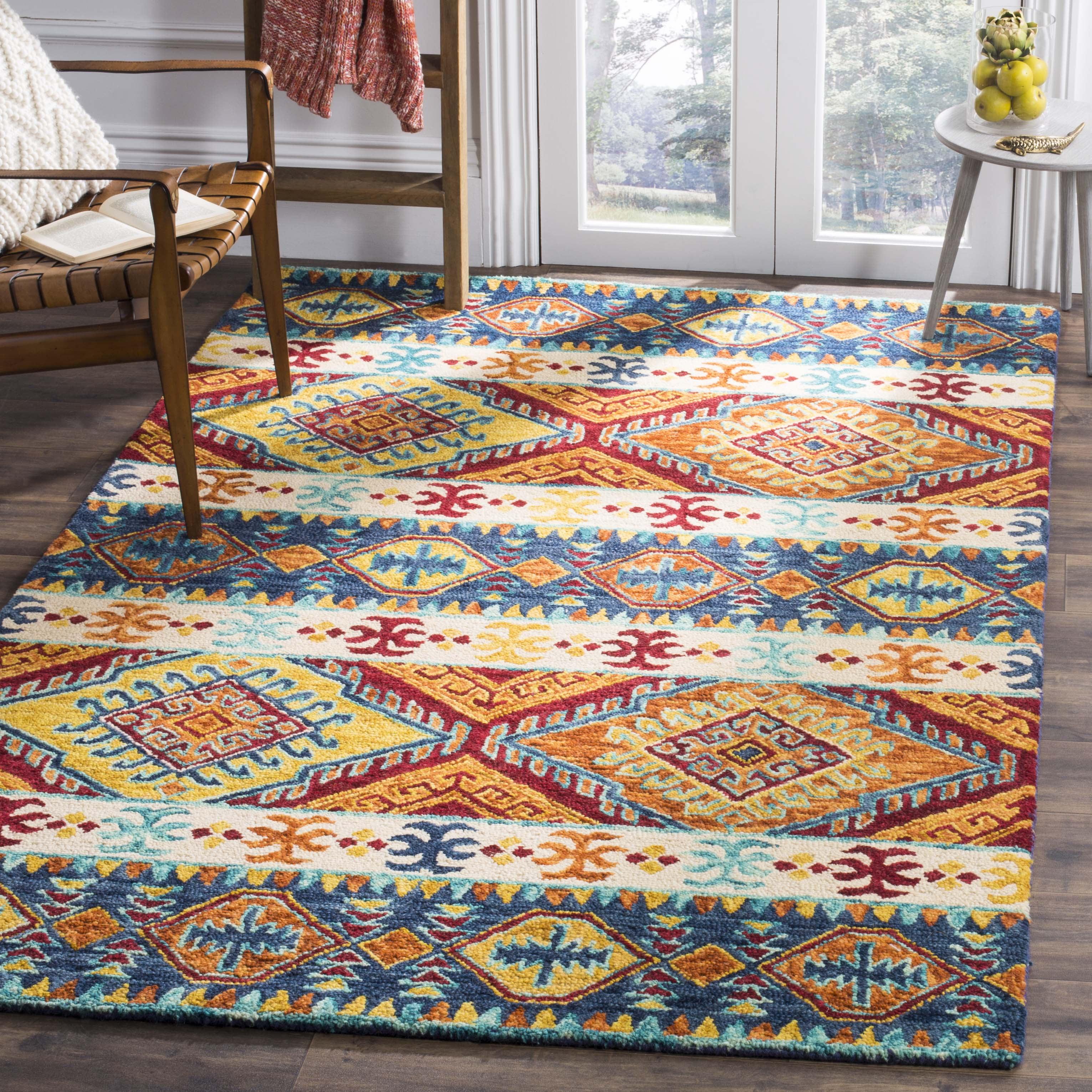 Aspen APN502 Hand Tufted Indoor Area Rug - Navy/Ivory - 6'x9' - Safavieh