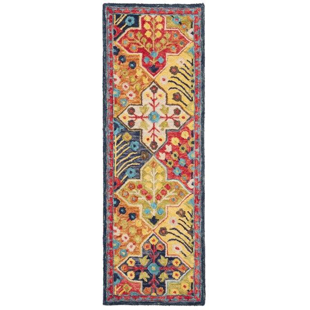 Aspen APN514 Hand Tufted Runner Rug - Blue/Orange - 2'3"x11' - Safavieh.