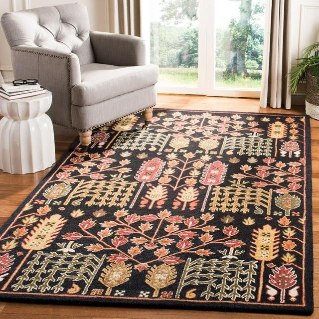 SAFAVIEH Aspen Wilhelmina Floral Wool Area Rug, Black/Red, 4' x 6'