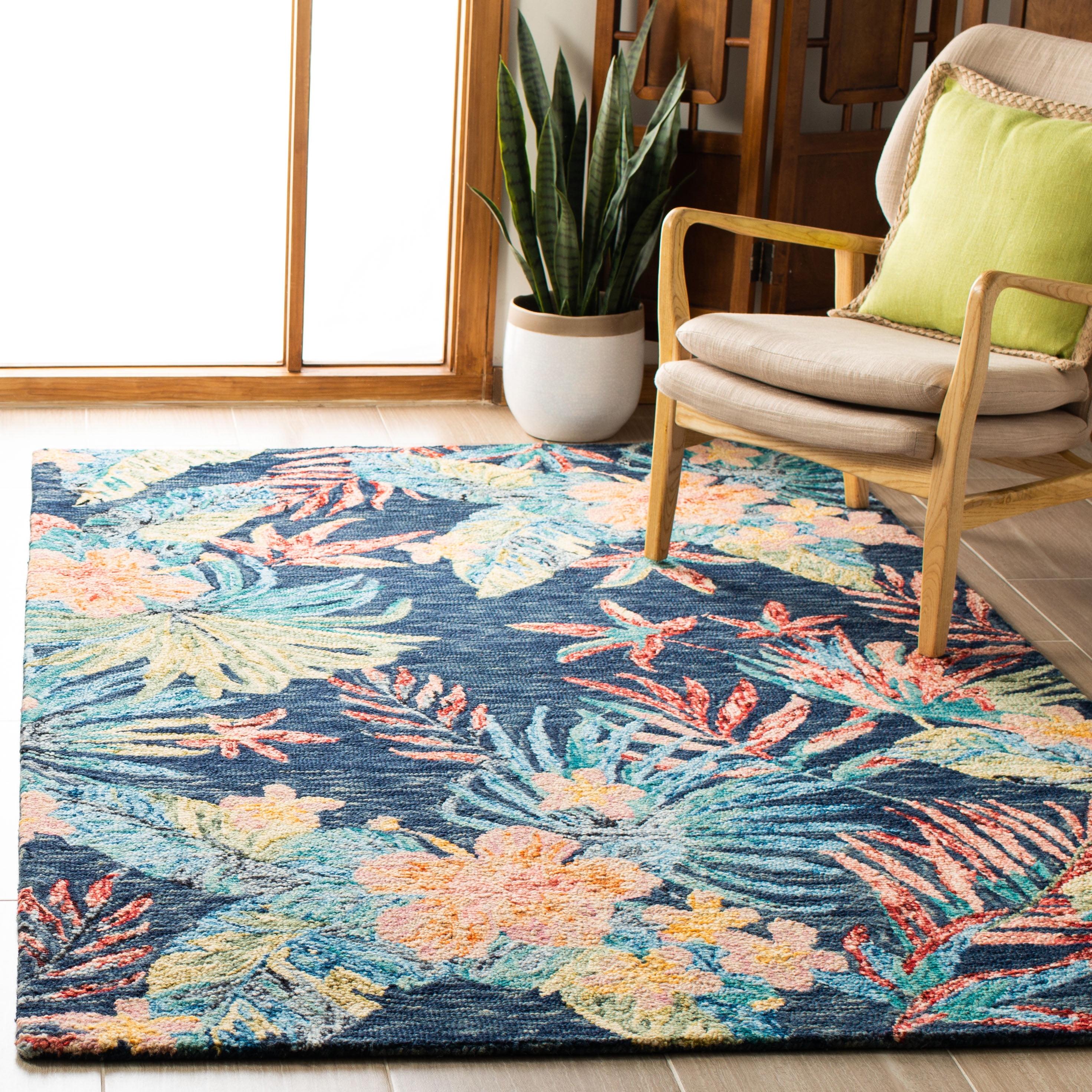Aspen APN524 Hand Tufted Area Rug - Blue/Pink - 5'x8' - Safavieh.