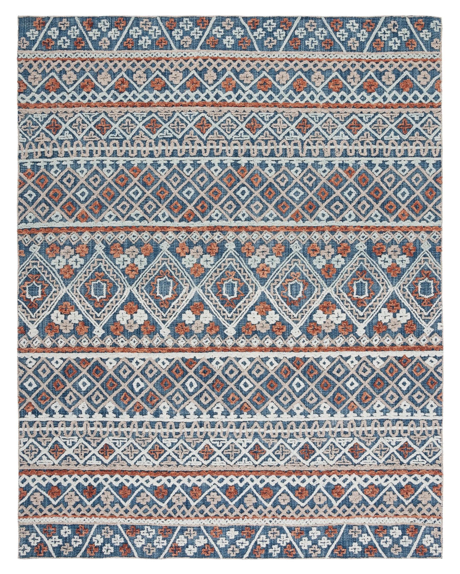 SAFAVIEH Aspen jordan Geometric Area Rug, Blue/Orange, 9' x 12'