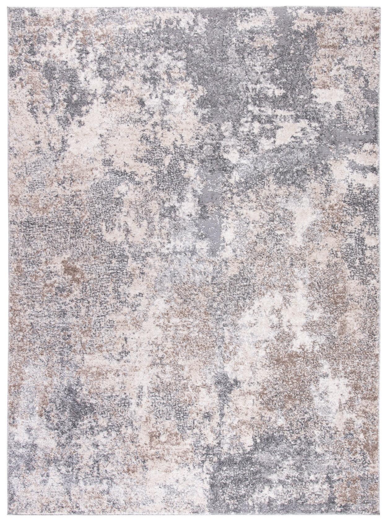 Reversible Abstract Gray Synthetic 3' x 5' Area Rug