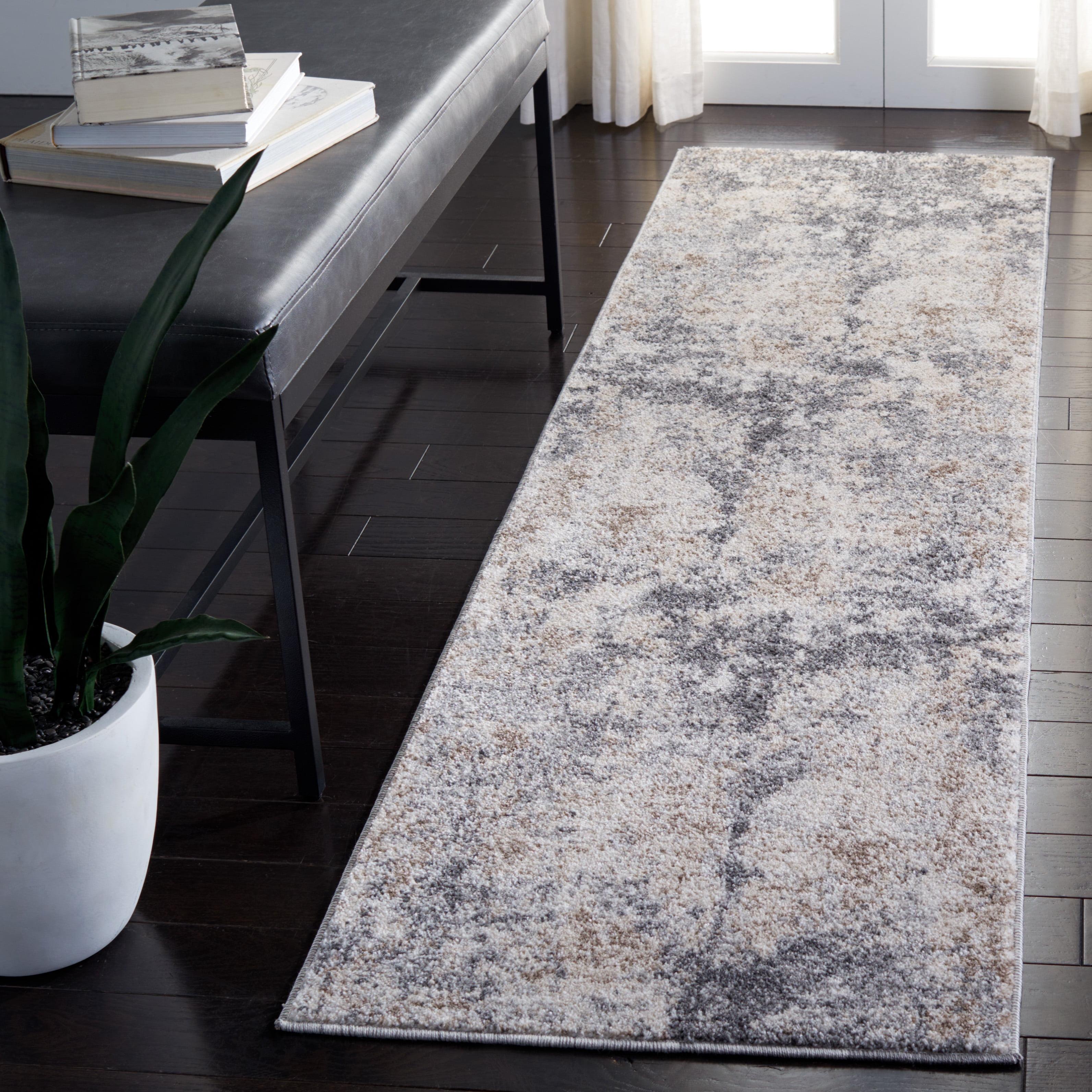 Calanthia Light Grey Abstract Textured Runner Rug - 2' x 13'