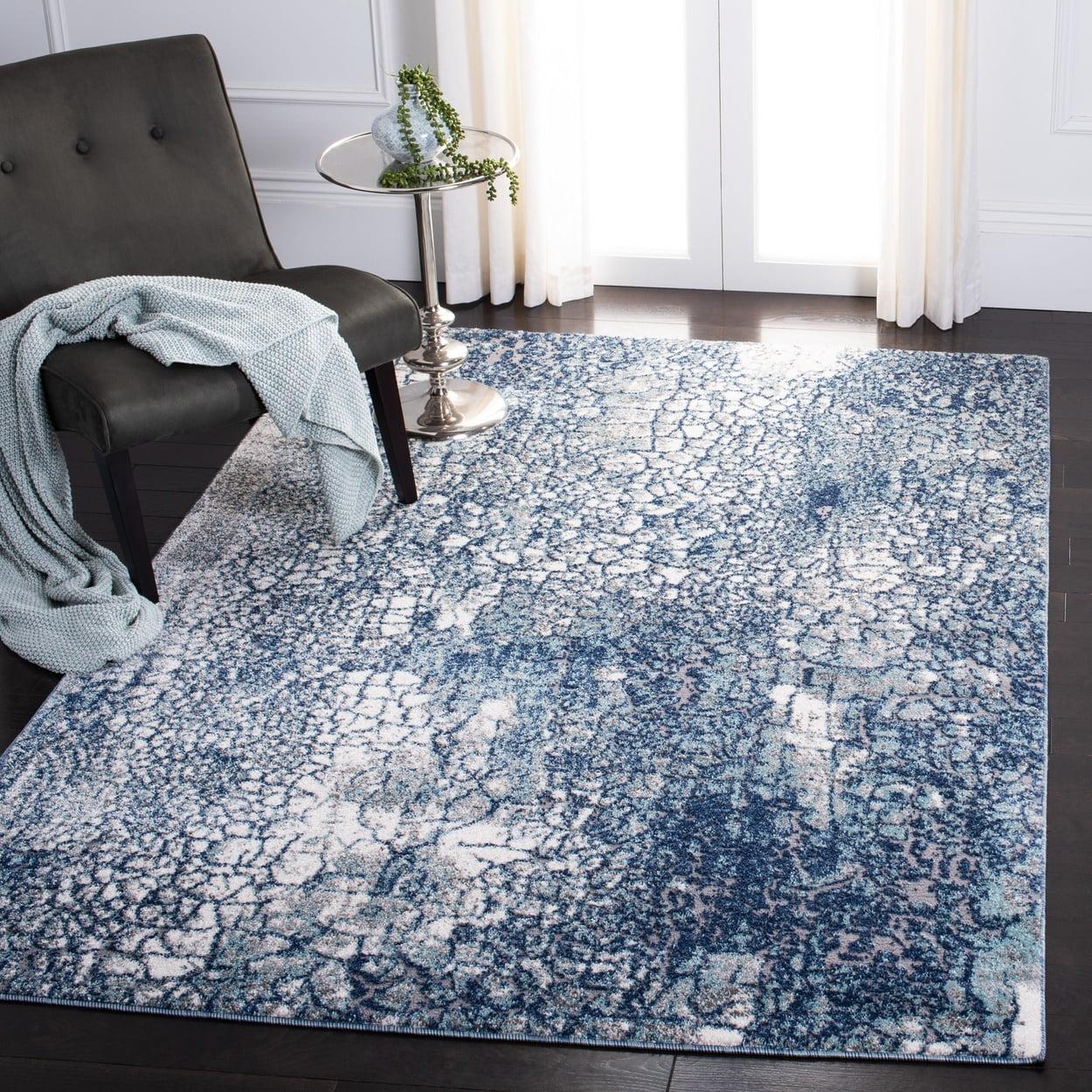 Reversible Abstract Gray Synthetic 9' x 12' Area Rug