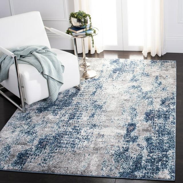 Aston ASN704 Power Loomed Indoor Area Rug - Navy/Grey - 5'3"x5'3" - Safavieh