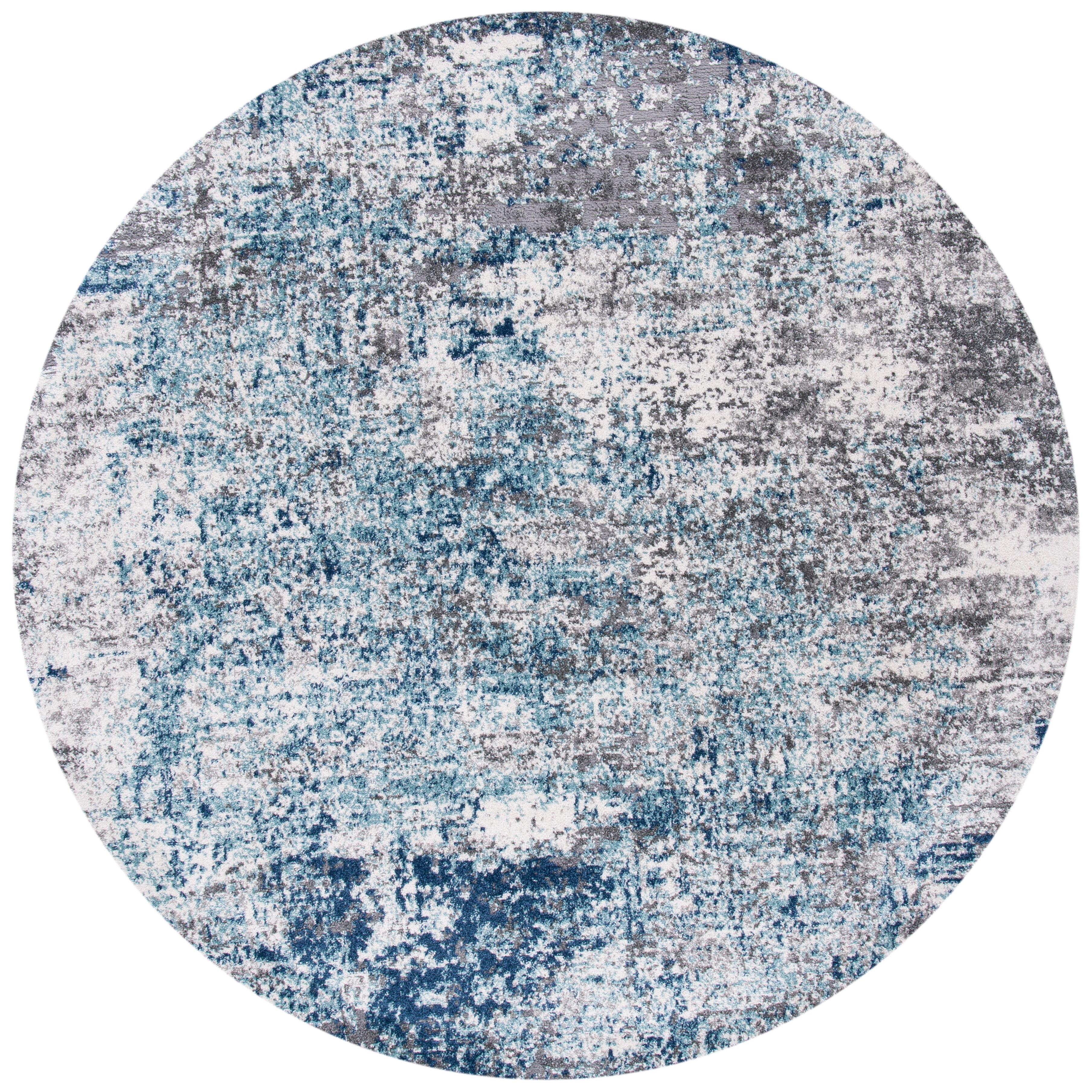 Aston ASN705 Power Loomed Indoor Accent Rug - Light Blue/Grey - 3' Round - Safavieh