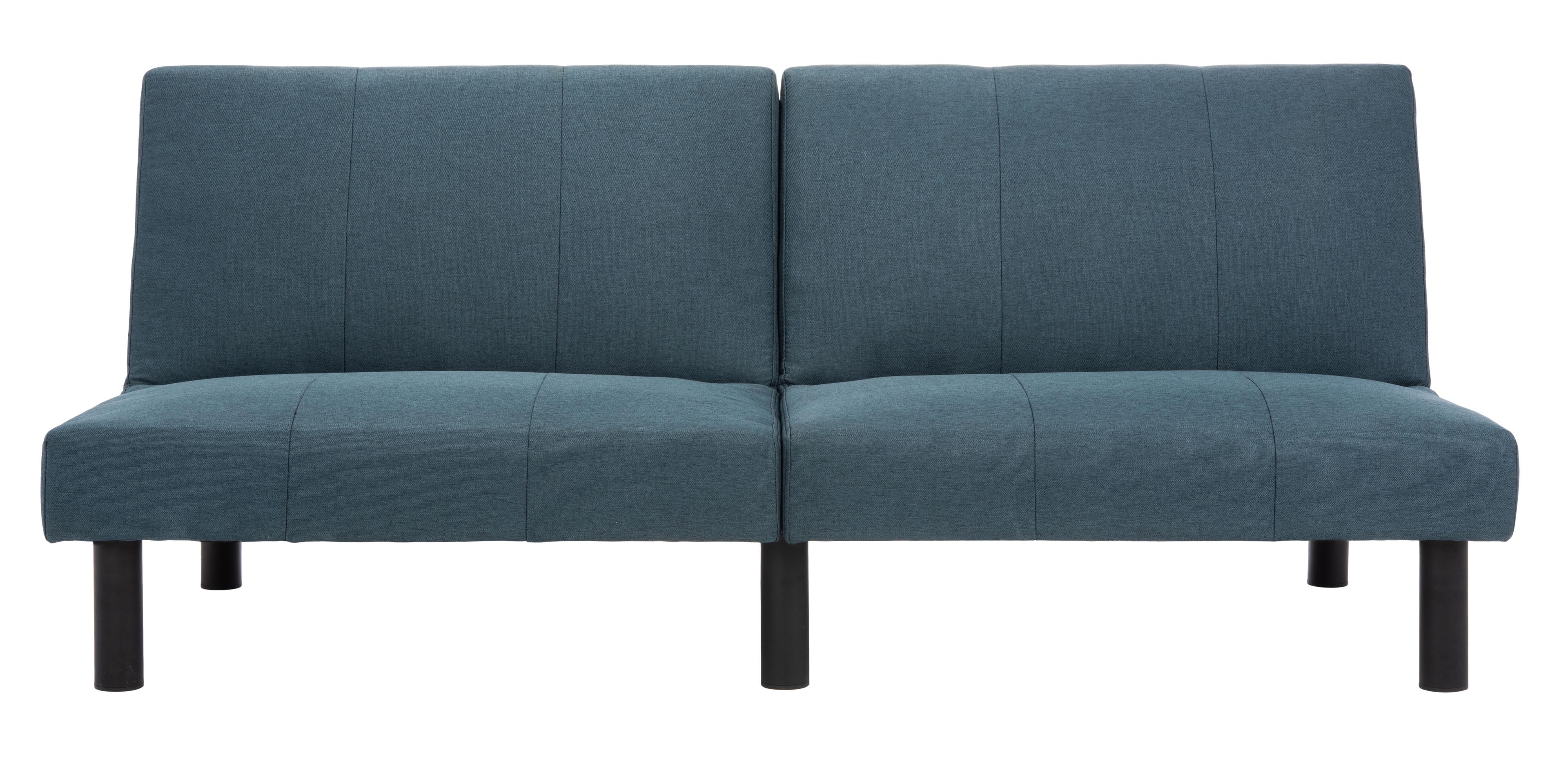 Contemporary Navy Tufted Twin Sleeper Sofa with Natural Wood Legs