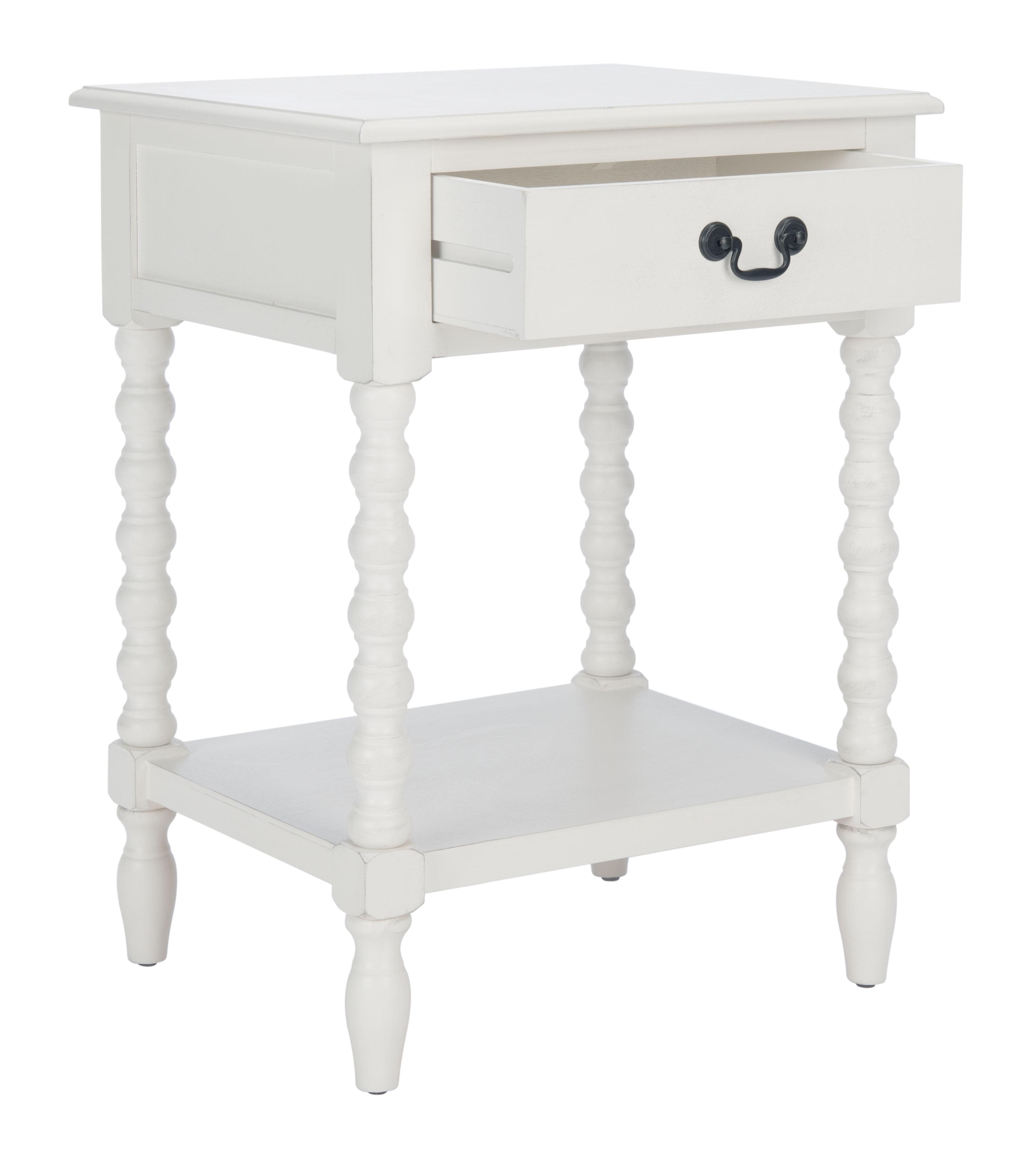 Distressed White Modern Farmhouse Accent Table with Storage