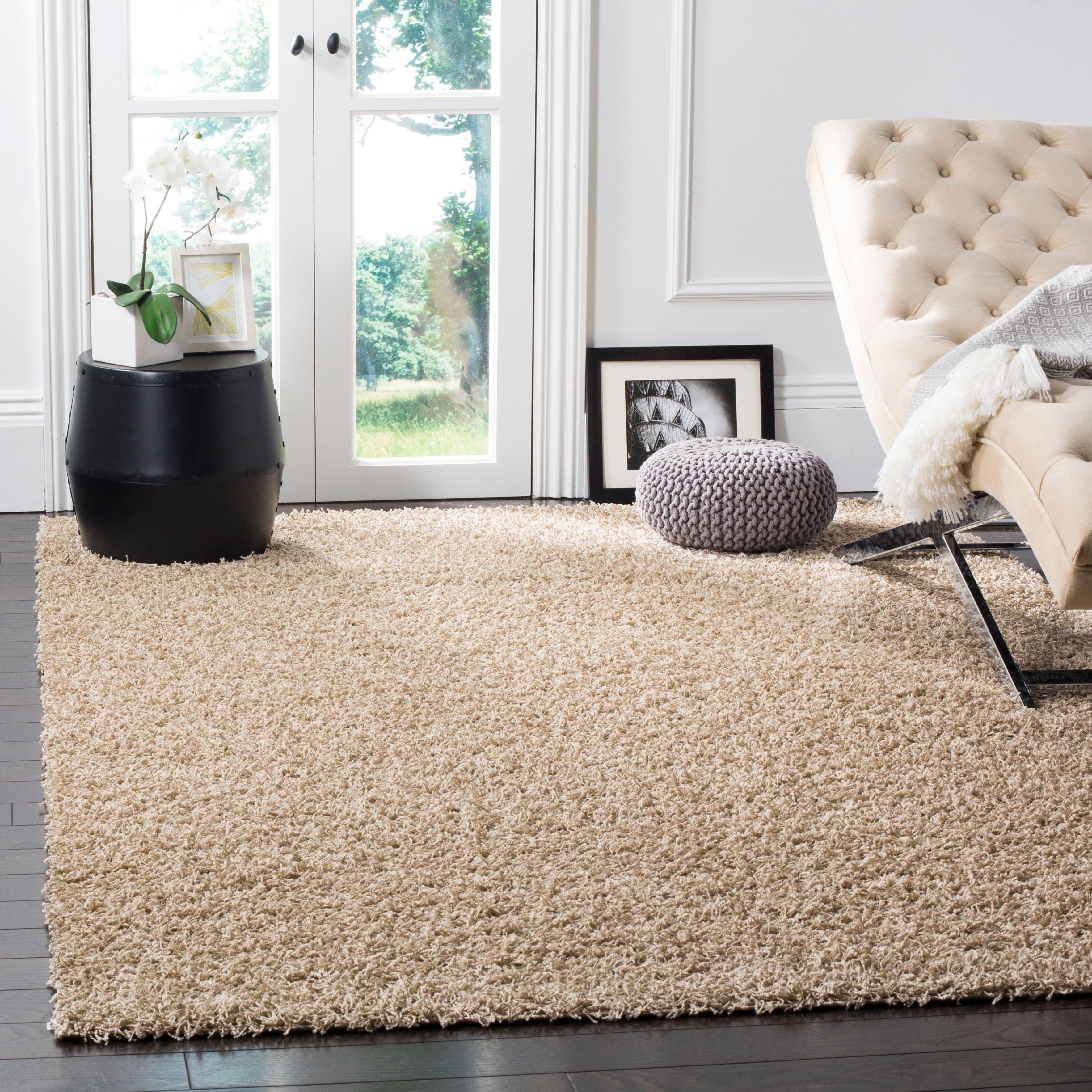 Athens Beige Synthetic Shag Area Rug 8' x 10'