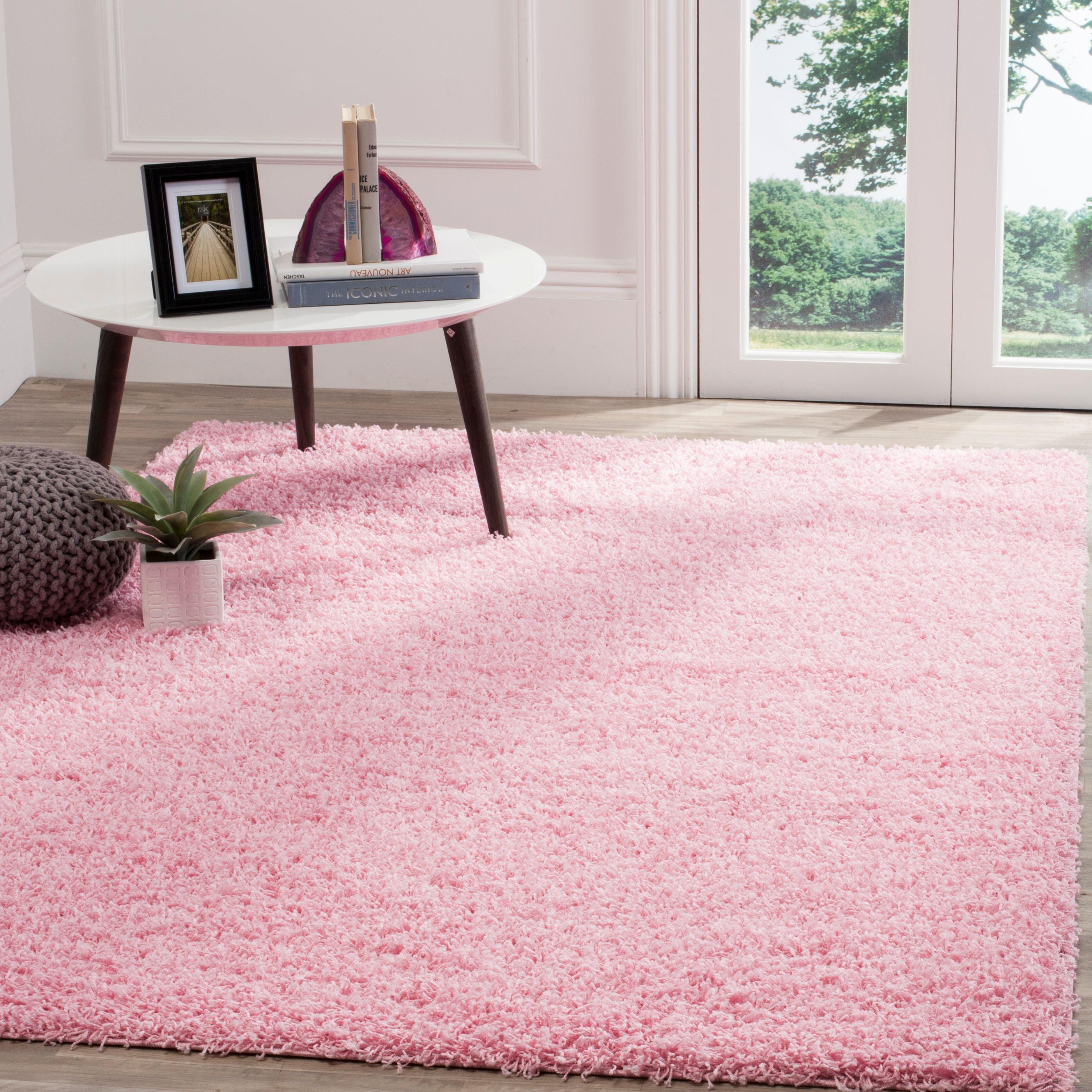 SAFAVIEH Athens Solid Plush Shag Area Rug, Pink, 3' x 5'