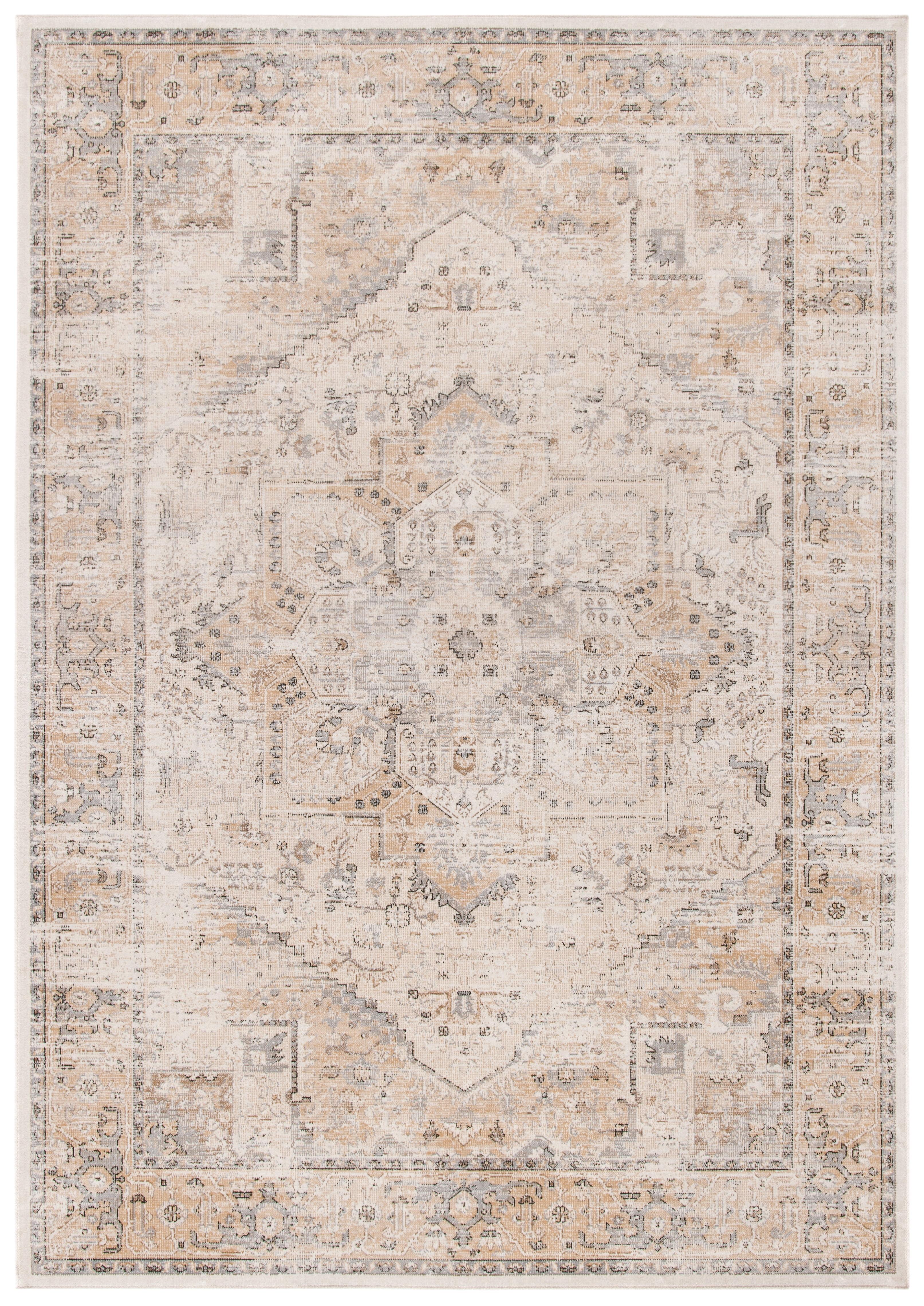 Camel and Stone Hand-Knotted Viscose Oriental Area Rug