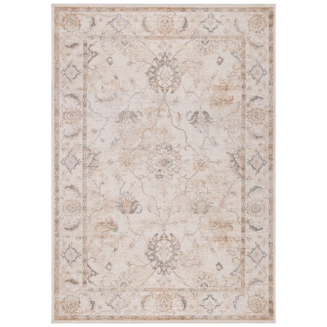 Elegant Ivory Viscose 5'3" x 7'7" Oriental Area Rug