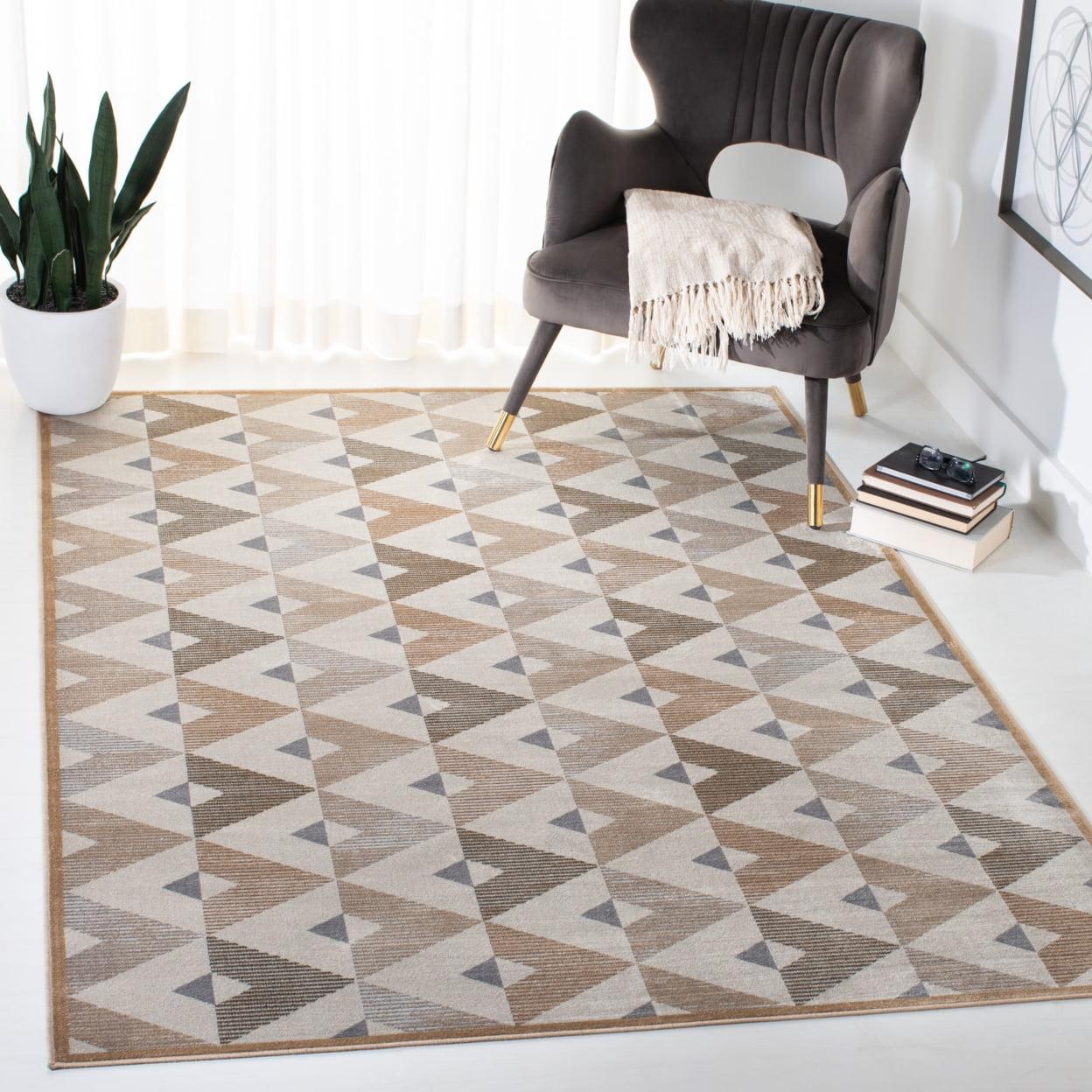 Atlas Beige and Grey Hand-knotted Rectangular Viscose Area Rug