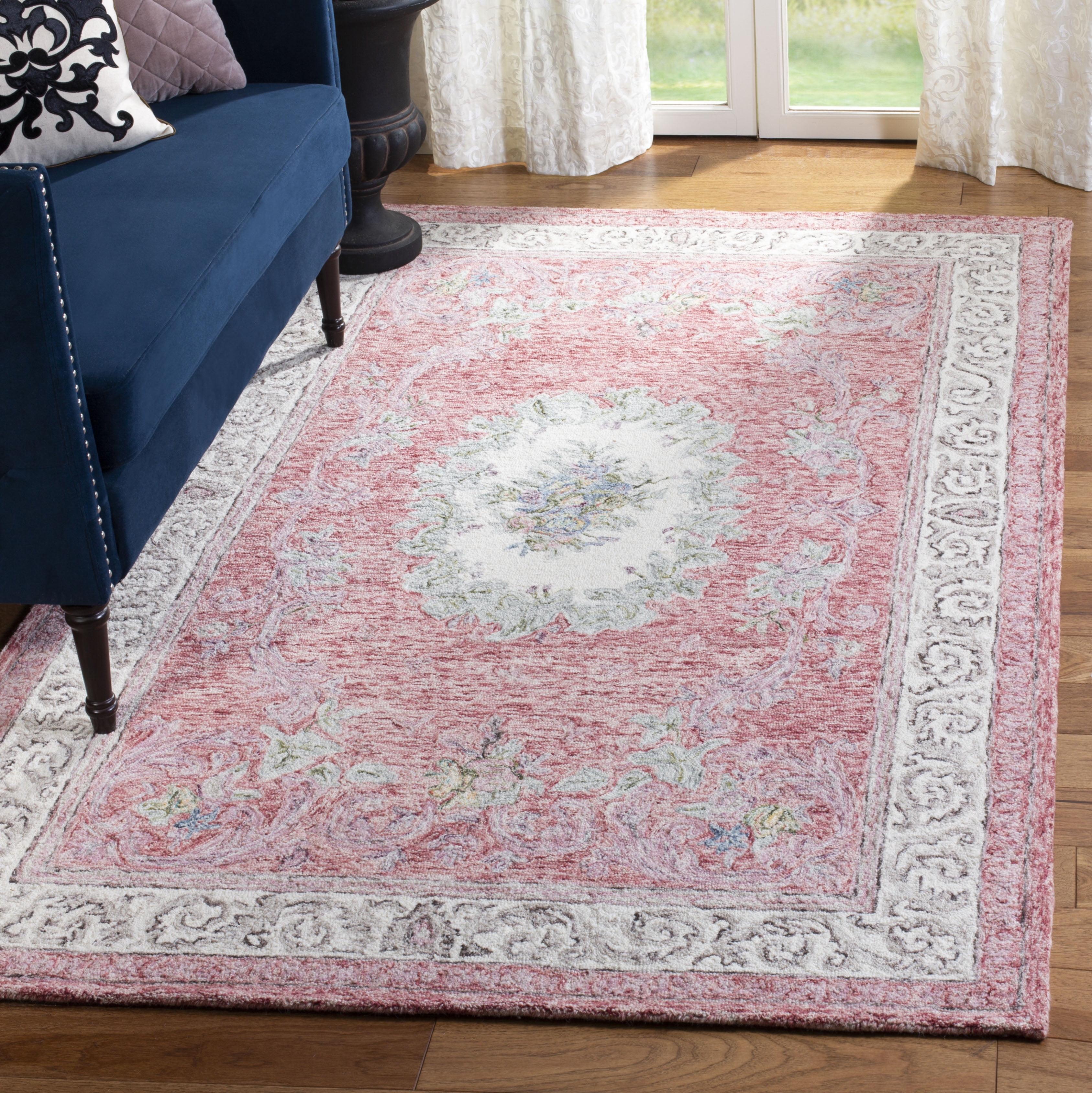 Aubusson AUB105 Hand Tufted Area Rug - Red/Ivory - 4'x6' - Safavieh.