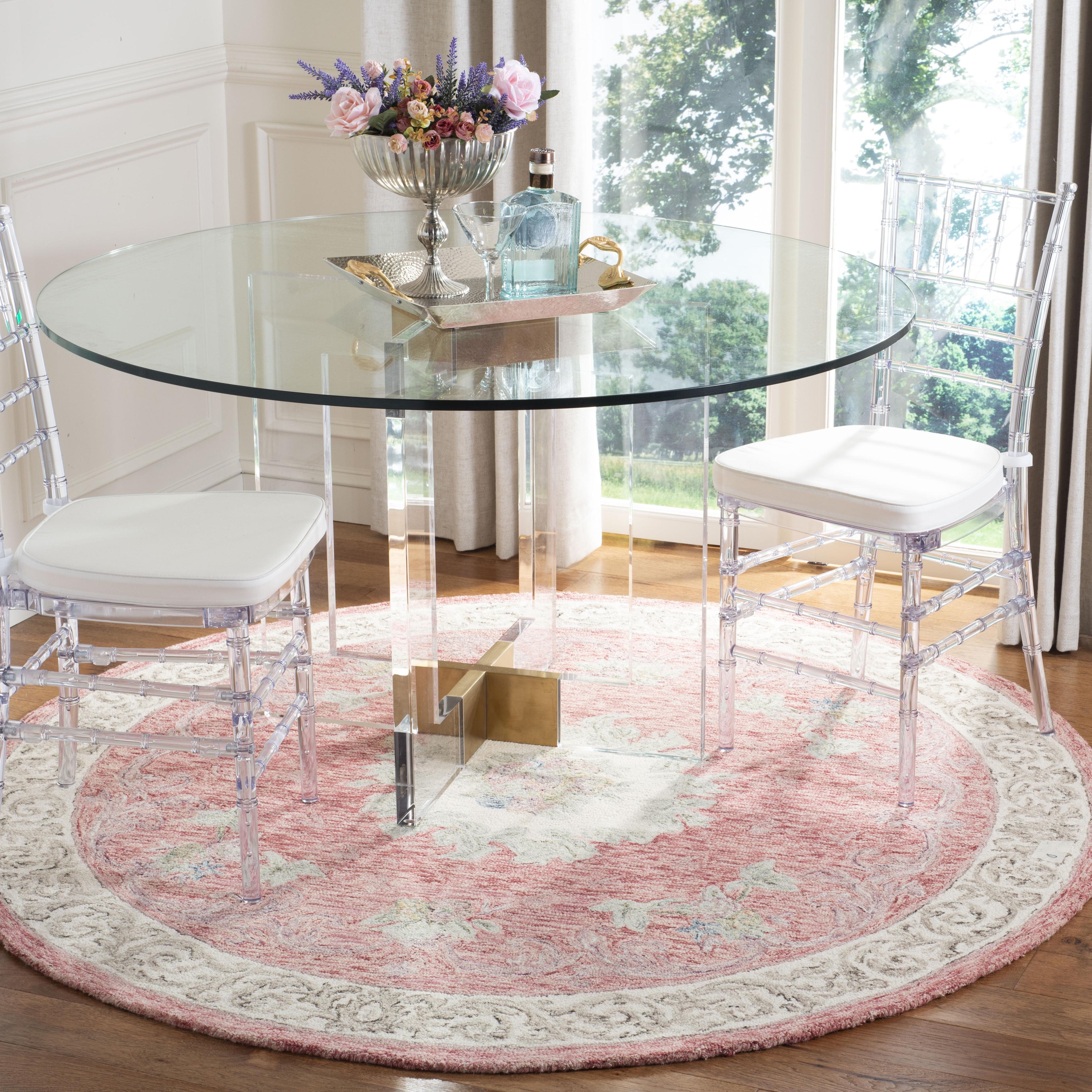 Classic CL362 Hand Tufted Area Rug - Burgundy/Navy - 6' Round - Safavieh.