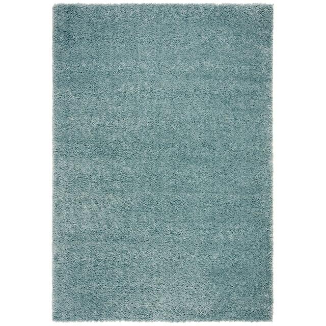 SAFAVIEH August Carlene Solid Plush Shag Area Rug, Aqua, 10' x 14'