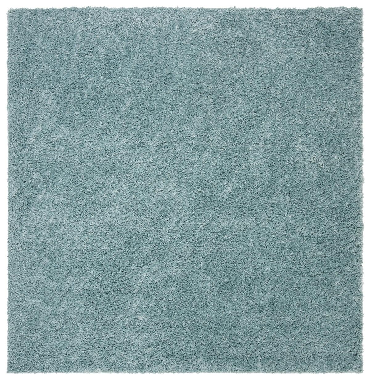 SAFAVIEH August Carlene Solid Plush Shag Area Rug, Aqua, 11' x 11' Square