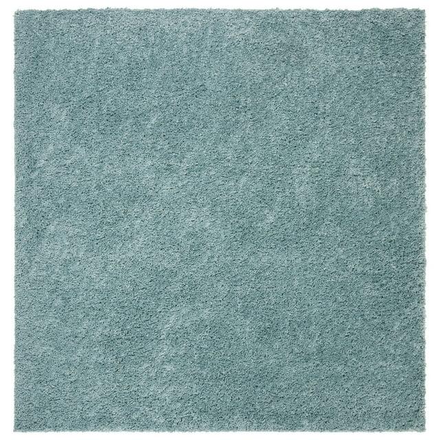 SAFAVIEH August Carlene Solid Plush Shag Area Rug, Aqua, 11' x 11' Square