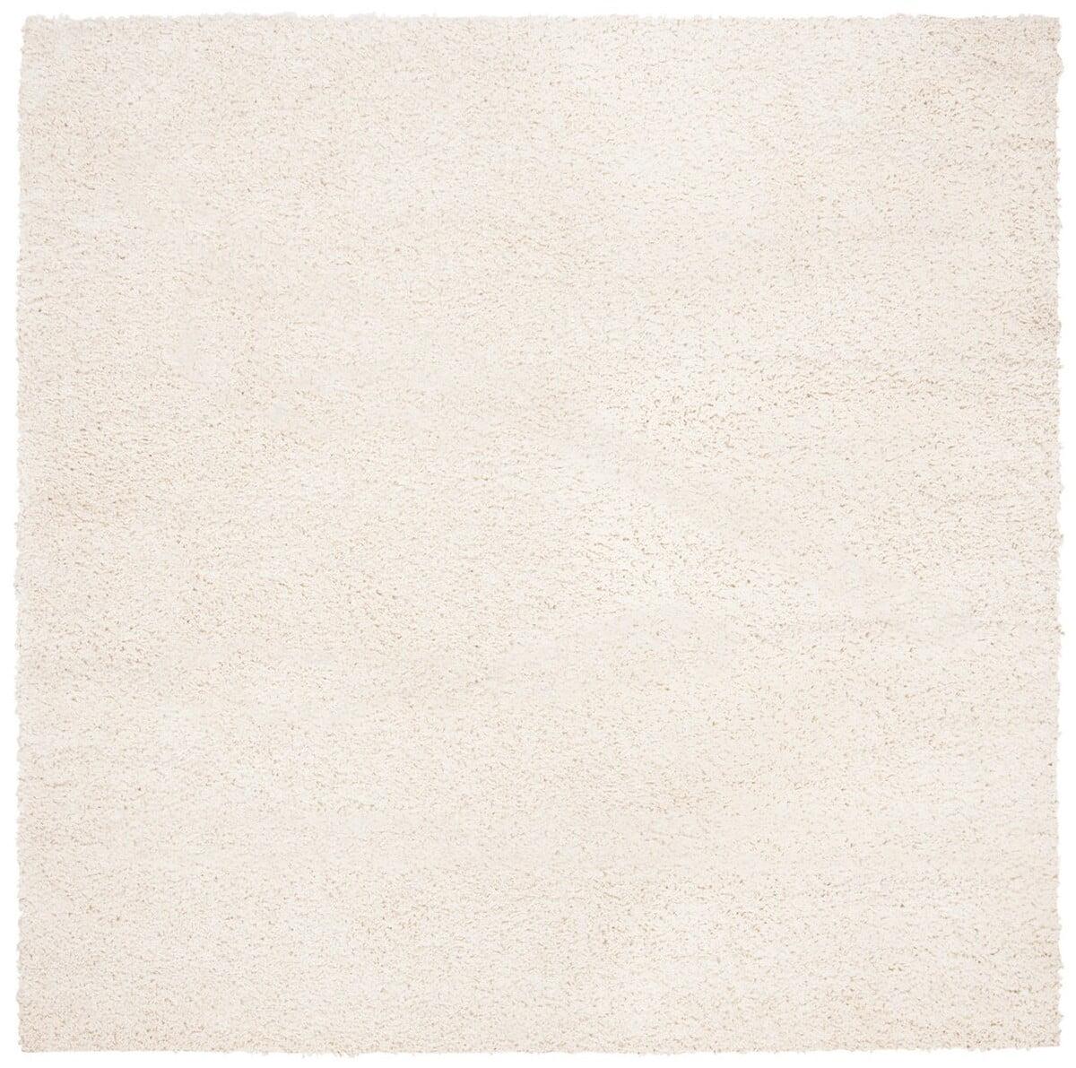 SAFAVIEH August Carlene Solid Plush Shag Area Rug, Ivory, 11' x 11' Square