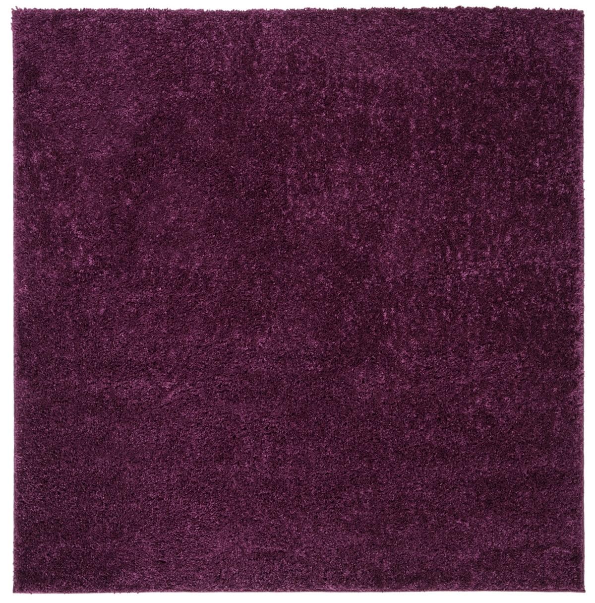 SAFAVIEH August Carlene Solid Plush Shag Area Rug, Purple, 3' x 3' Square