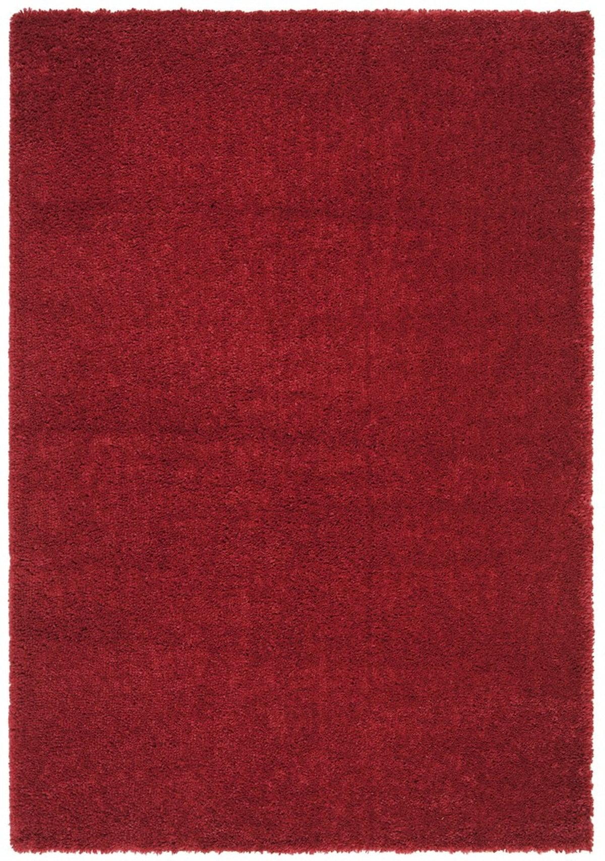 Luxe Comfort Red Shag 4' x 6' Hand-Knotted Synthetic Area Rug