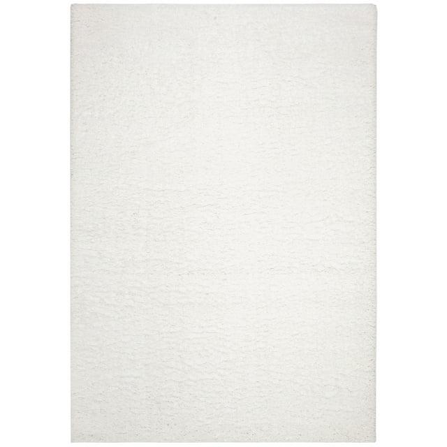 SAFAVIEH August Carlene Solid Plush Shag Area Rug, White, 4' x 6'