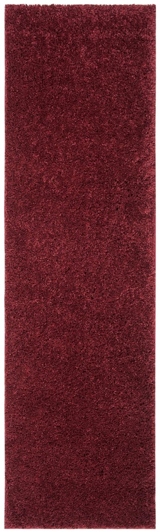 SAFAVIEH August Carlene Solid Plush Shag Runner Rug, Burgundy, 2'3" x 6'