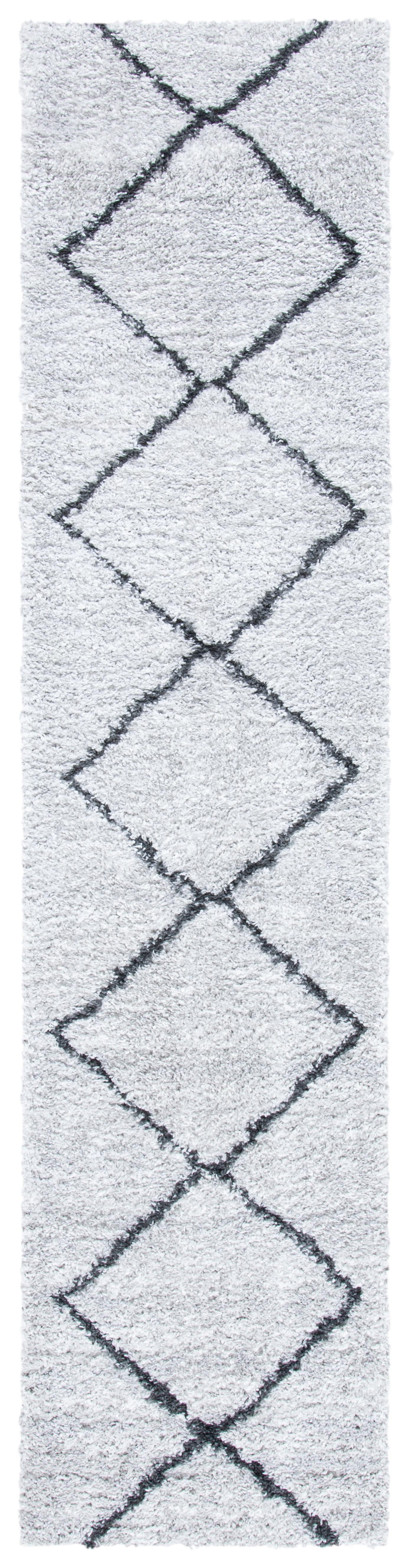SAFAVIEH August Ravenna Diamond Shag Runner Rug, Beige/Charcoal, 2'2" x 9'