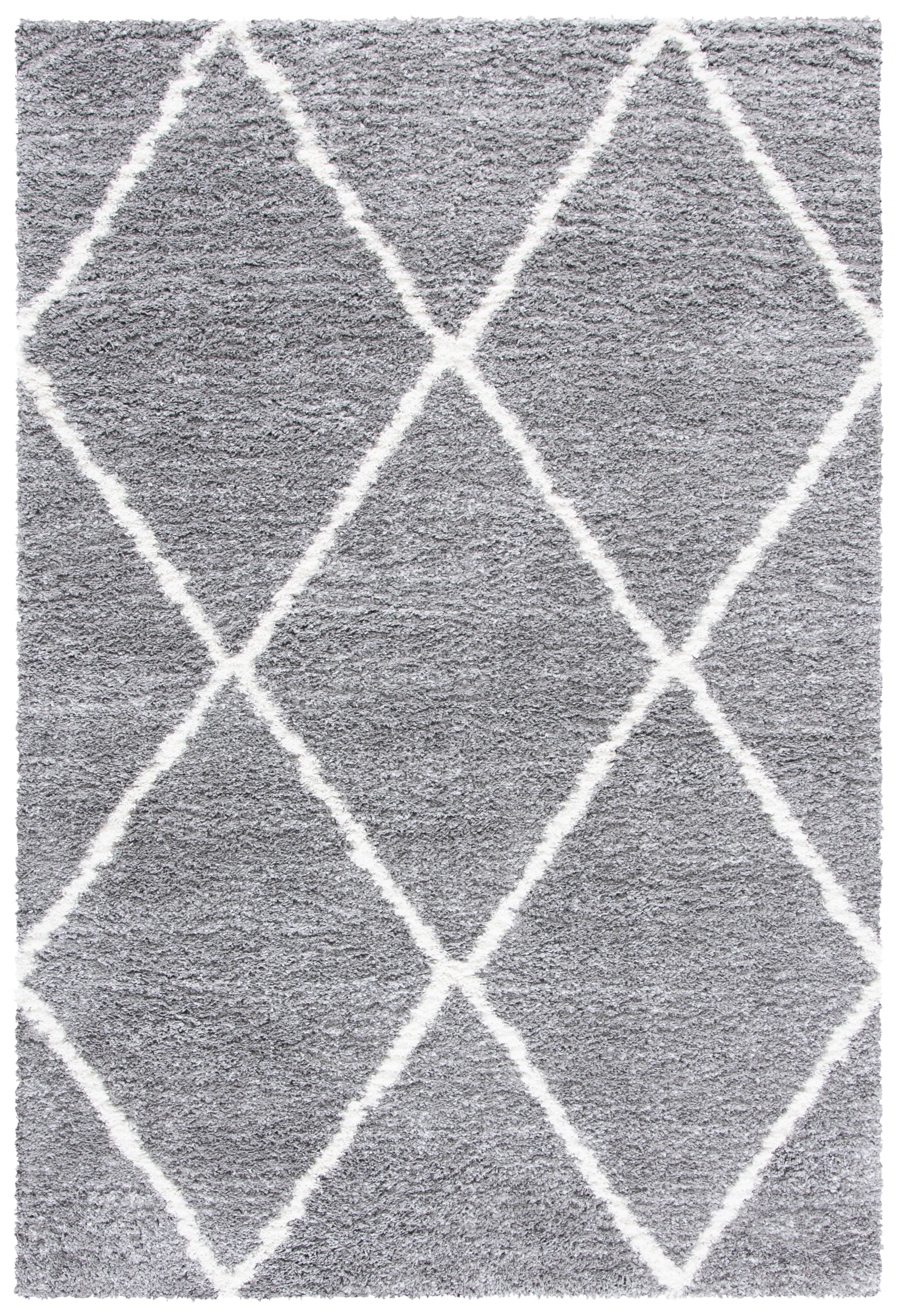 August Shag 500 AUG531 Power Loomed Indoor Area Rug - Light Grey/Ivory - 5'-5"x7'-7" - Safavieh