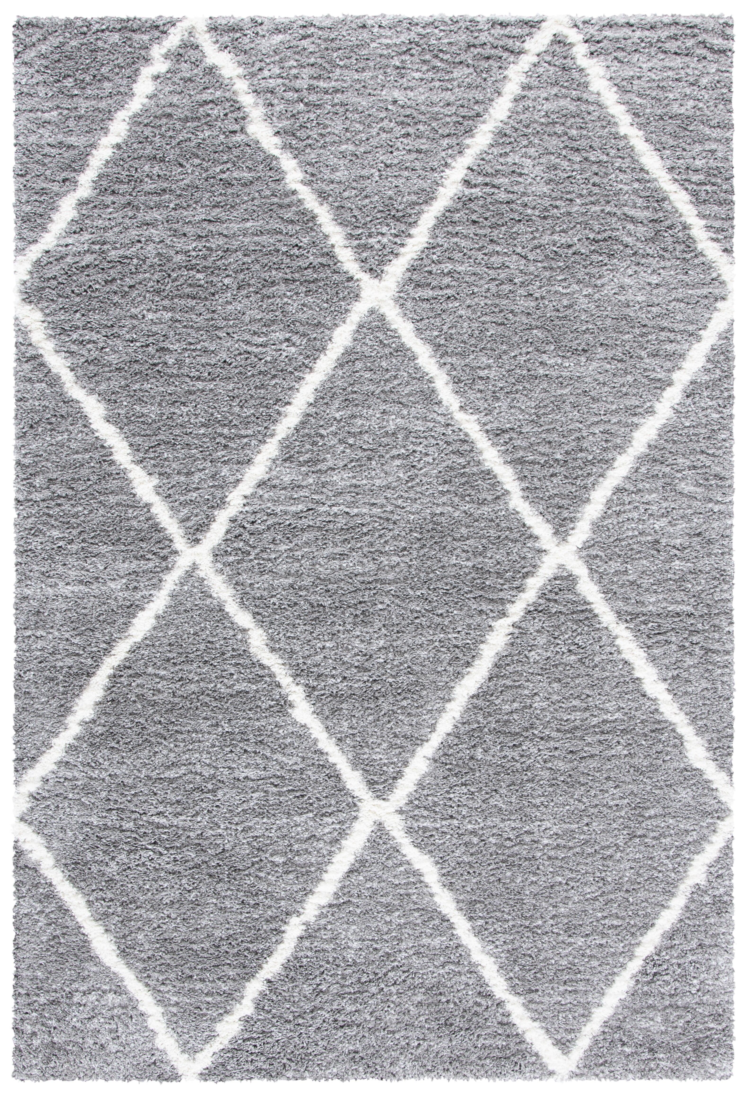 Light Grey Diamond Shag Area Rug, 5'5" x 7'7"