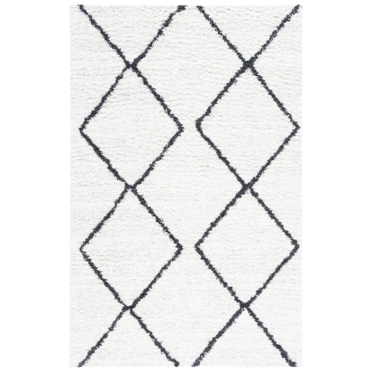 Black and Ivory 5'5" x 7'7" Synthetic Shag Rug