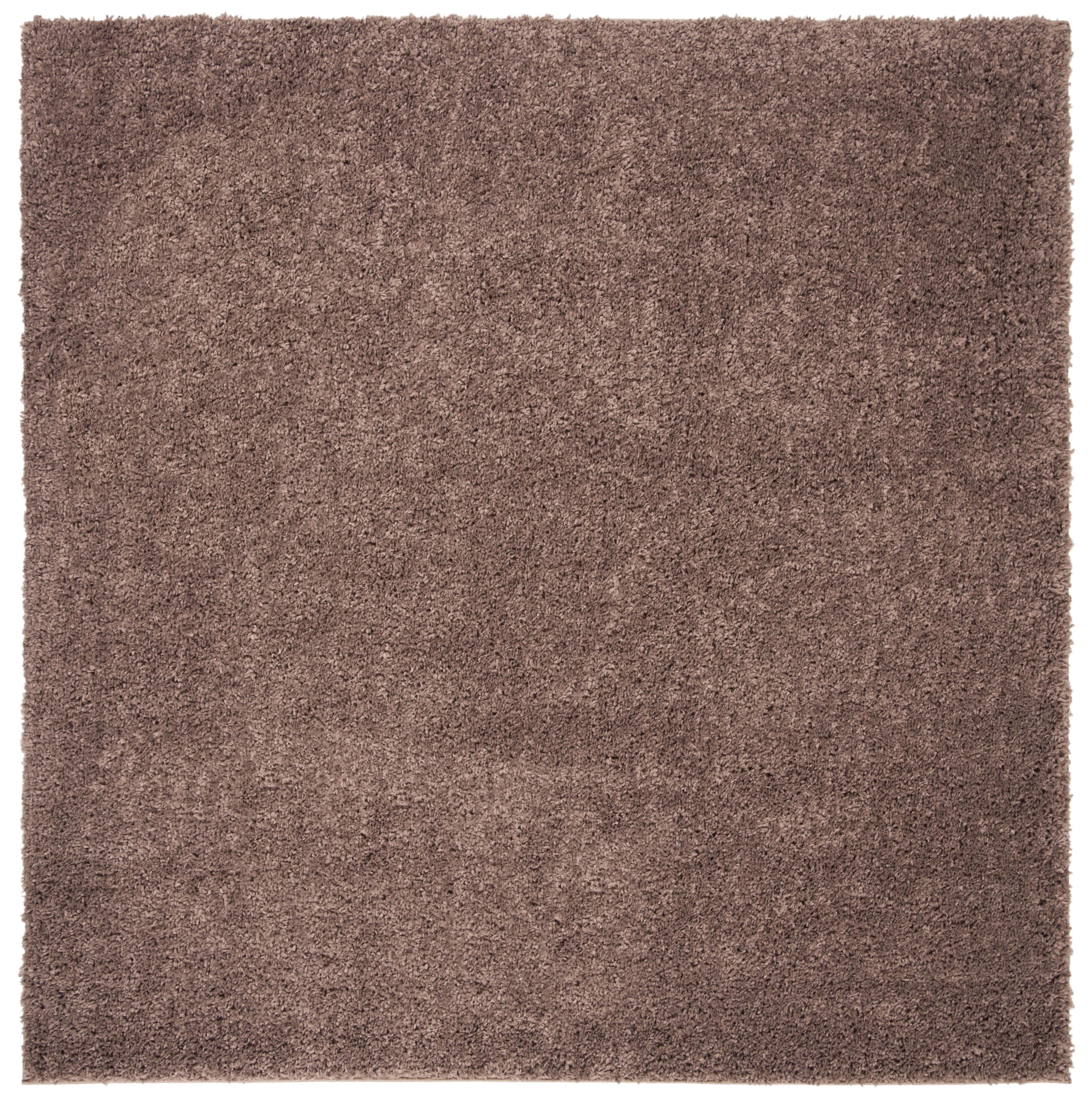 SAFAVIEH August Carlene Solid Plush Shag Area Rug, Taupe, 3' x 3' Square