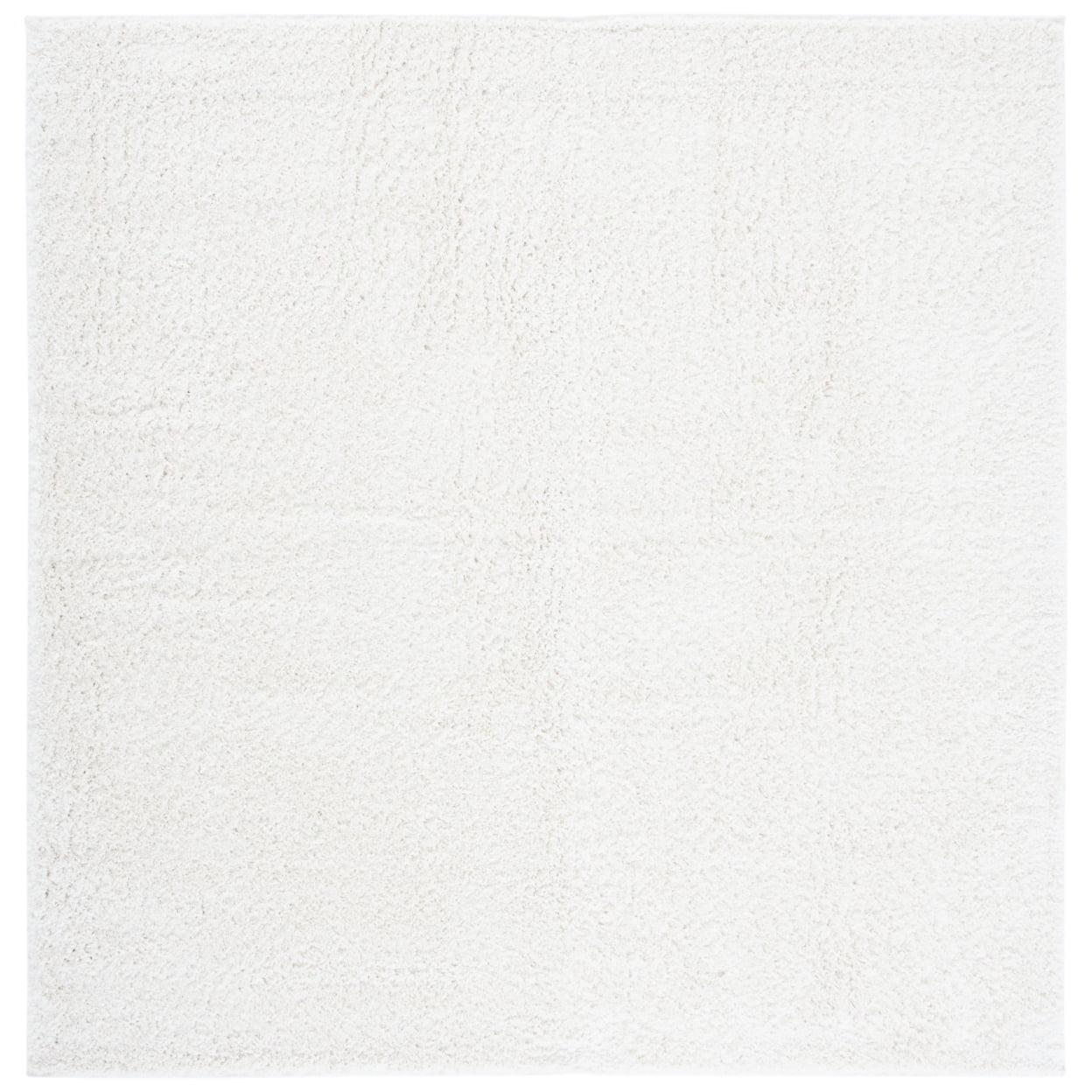 Luxe Ivory Shag 6'7" Square Synthetic Area Rug - Easy Care & Stain-Resistant