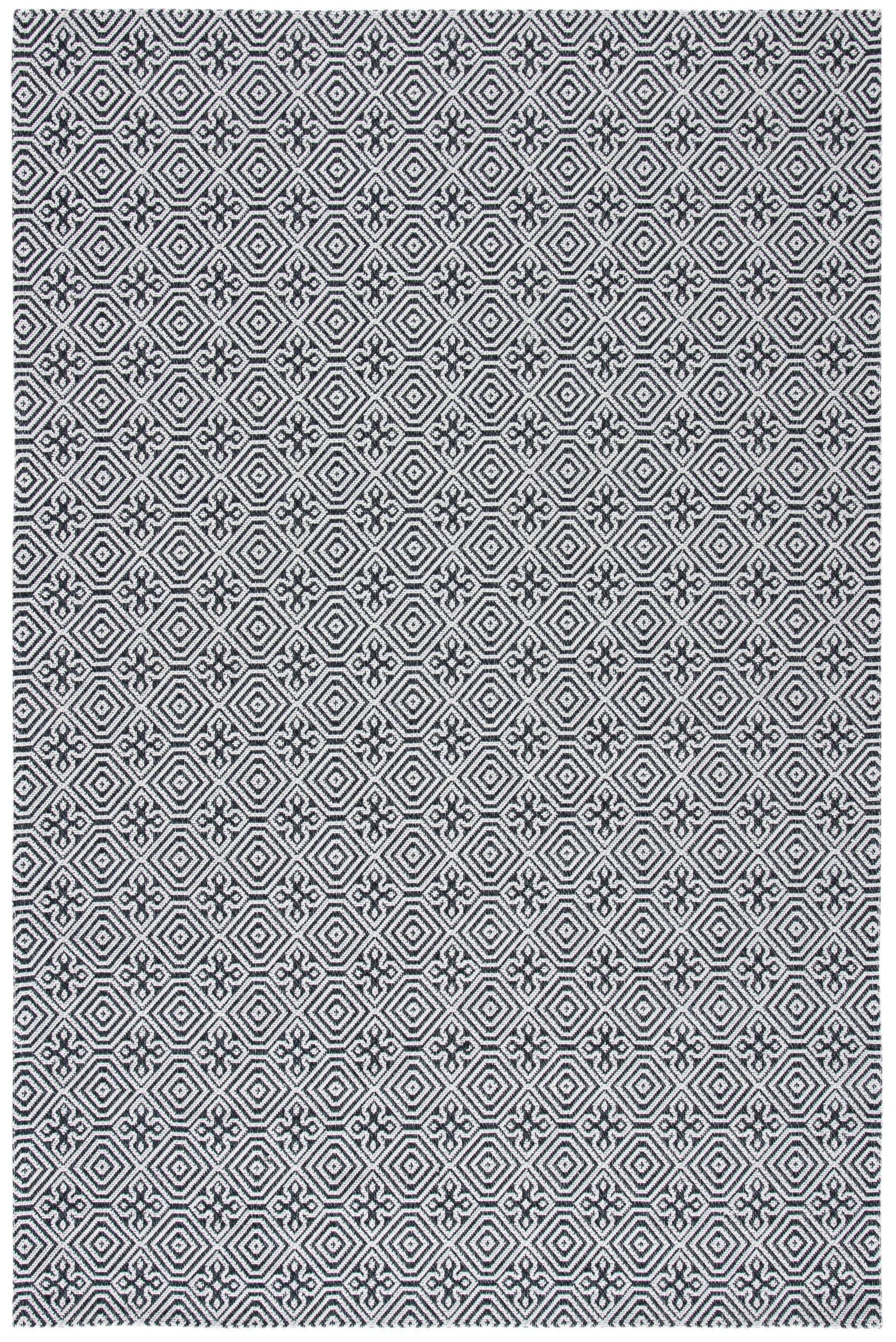 Augustine Black and Light Grey Geometric Flat Woven Rug 4' x 6'