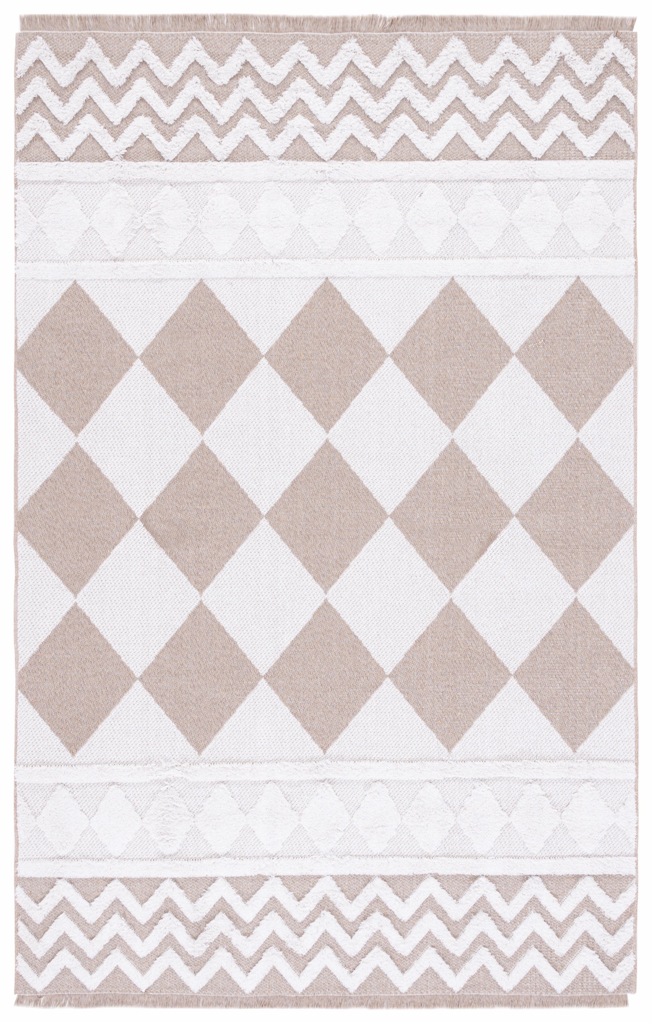 Nomadic Charm Ivory & Beige Flat Woven Square Rug