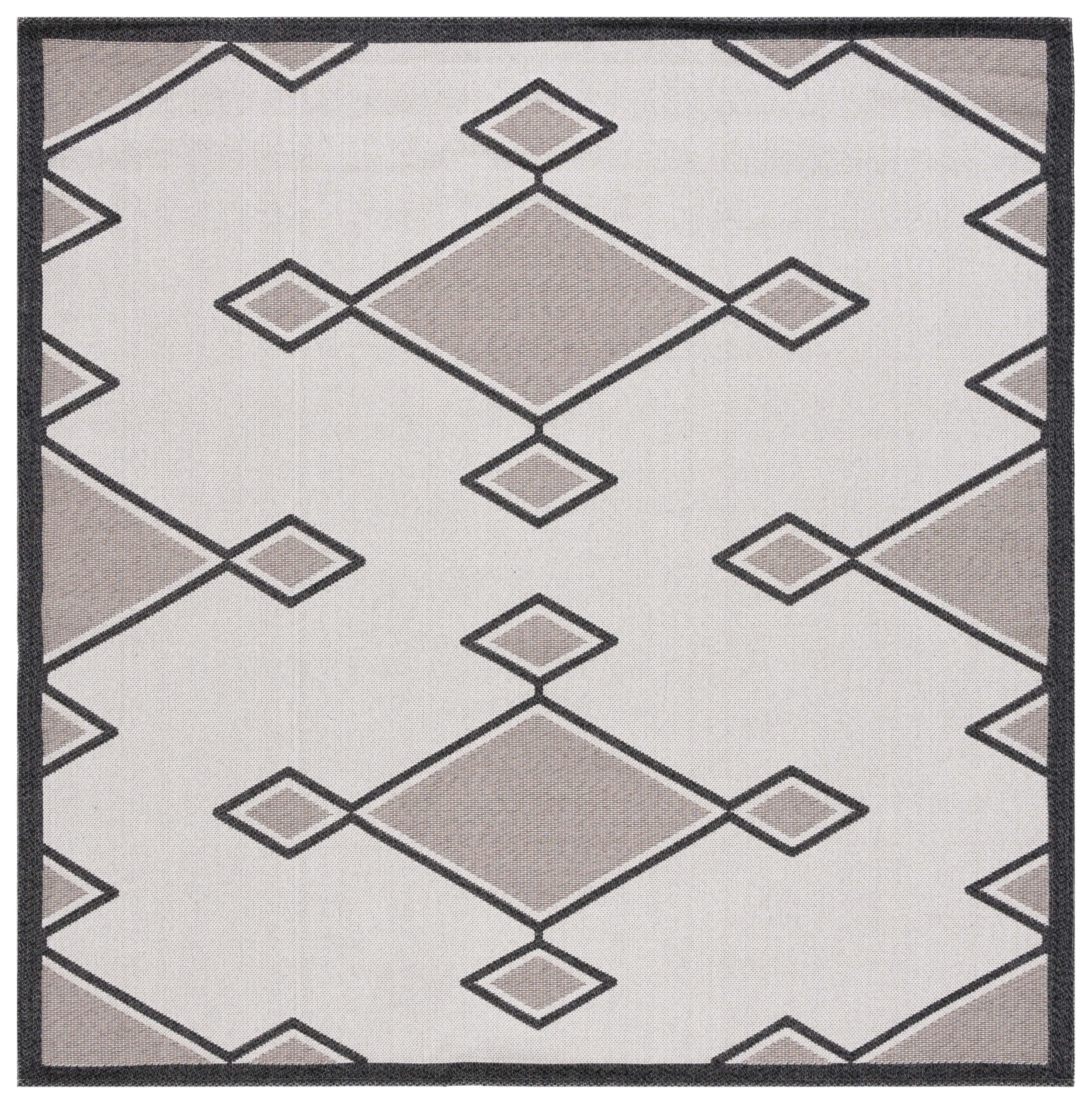 Augustine Black and Beige Geometric Square Area Rug