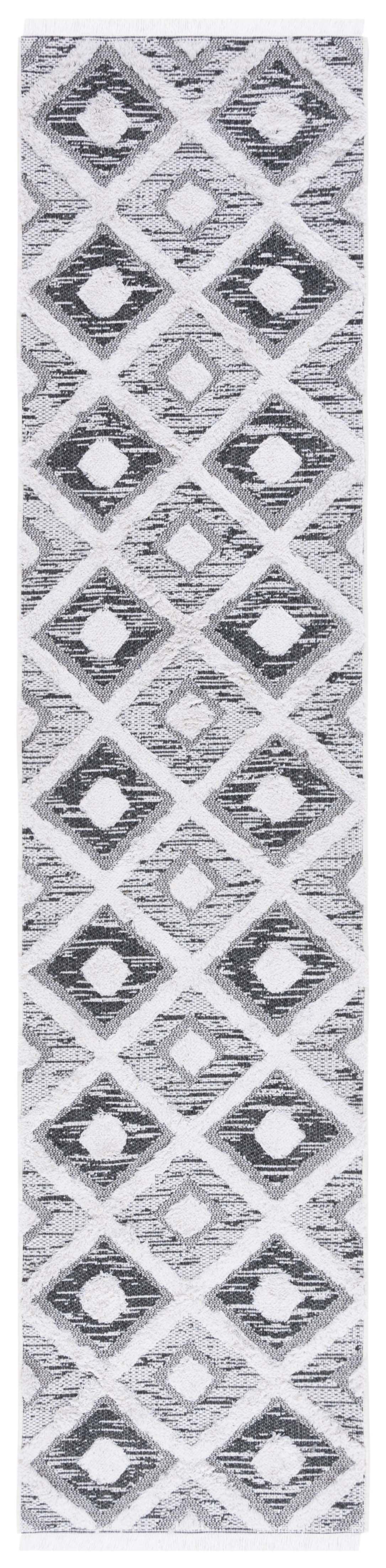 Augustine Black and Ivory Flat Woven Runner Rug