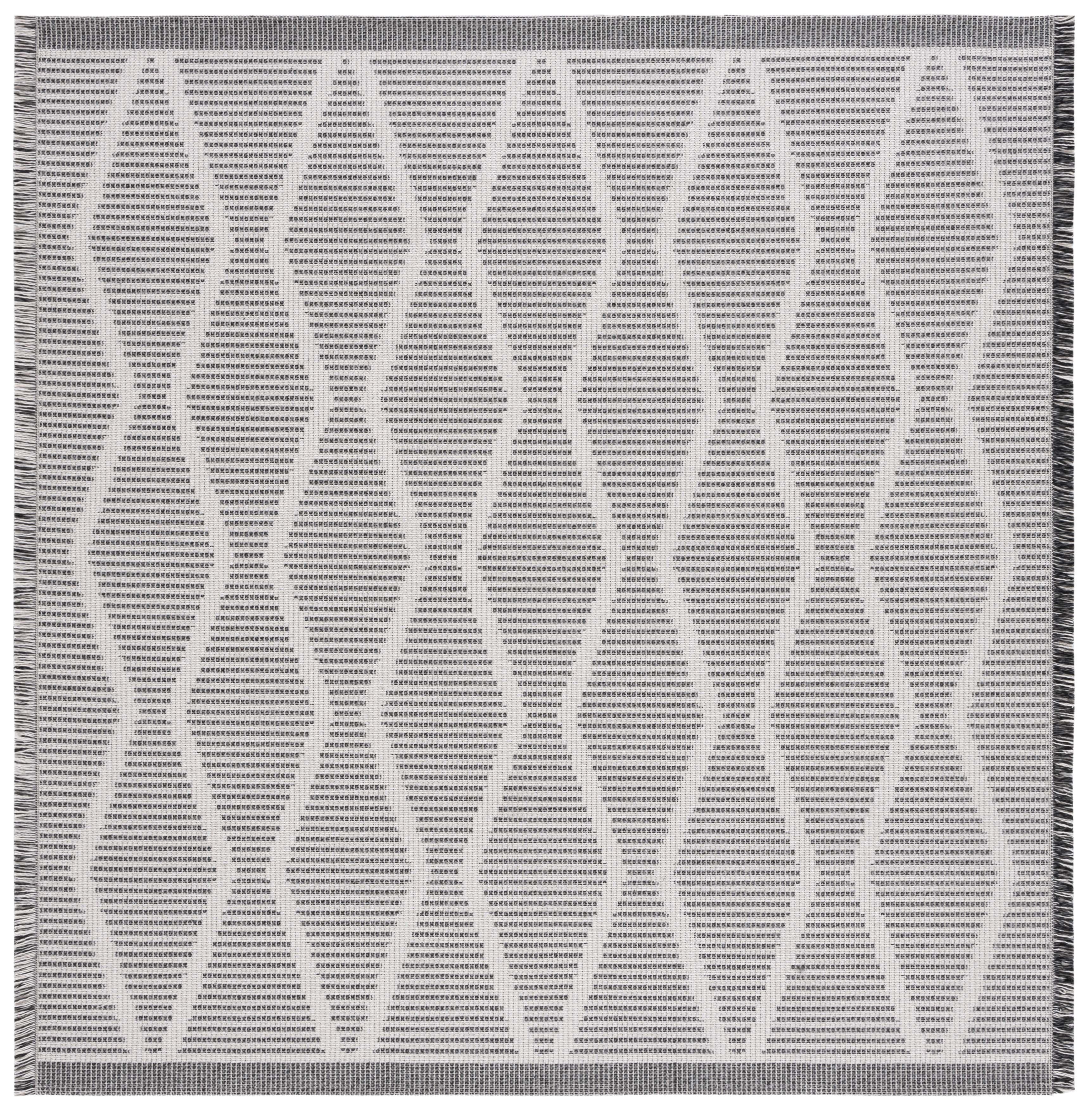 Ivory Elegance 6'4" Square Geometric Flat-Woven Area Rug