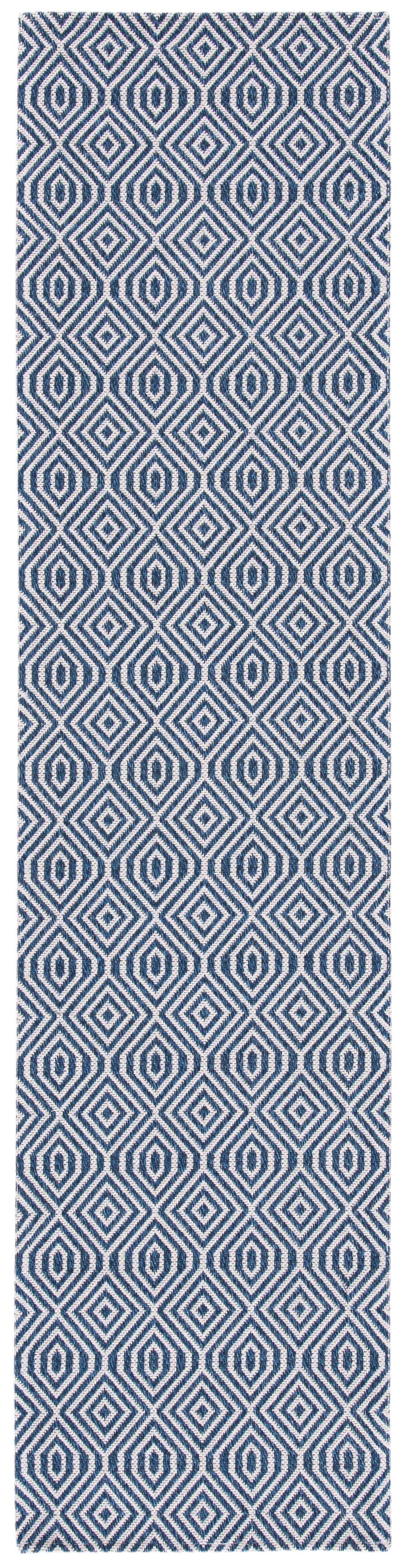 Augustine Boho-Chic Navy & Light Grey Flatweave Runner Rug