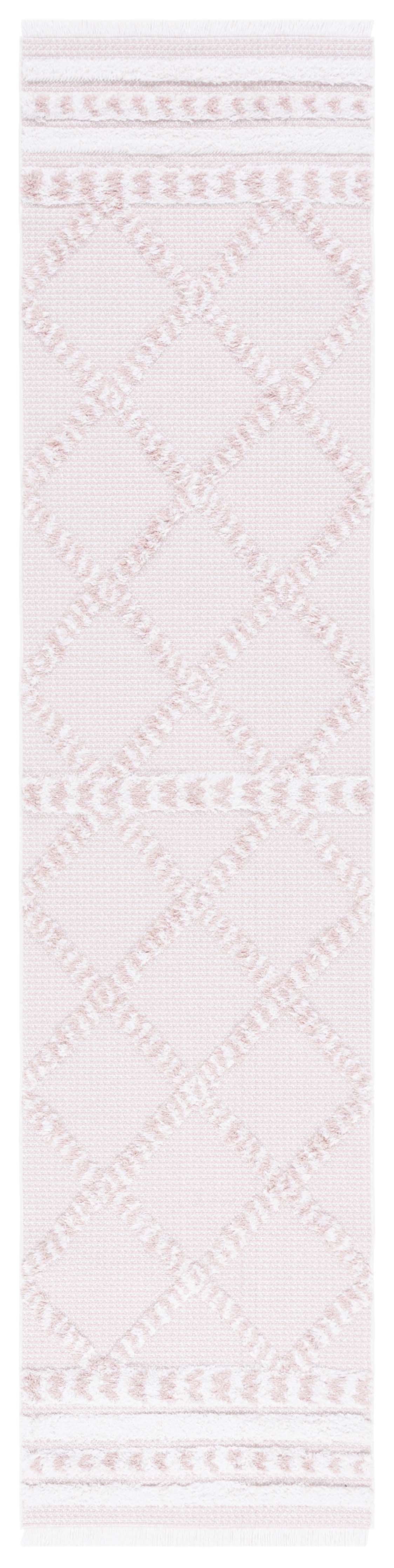 Boho Modern Augustine Pink/Ivory Flat Woven Synthetic Runner Rug 2' x 9'