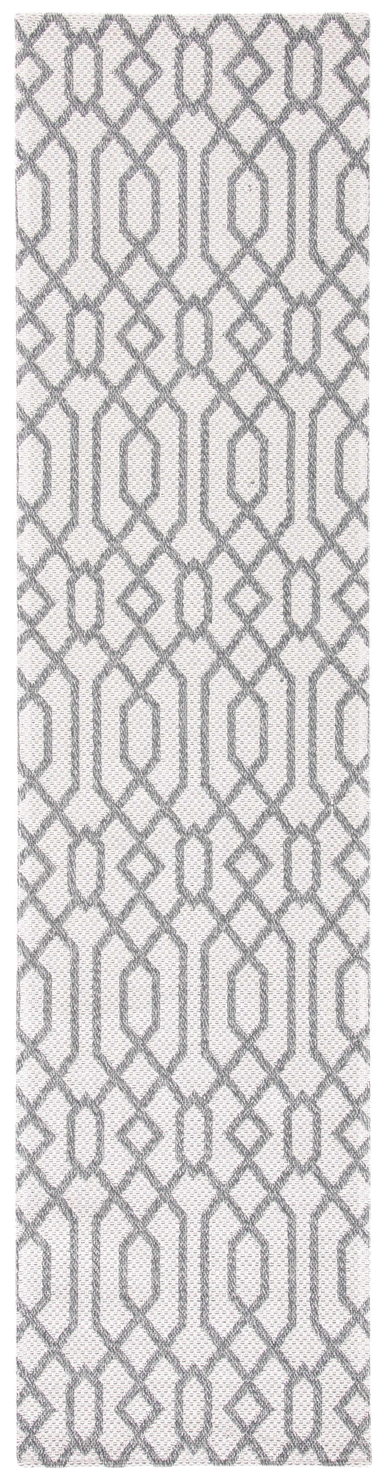 Augustine Anthracite & Light Grey Flatweave Viscose Runner Rug - 2' x 8'